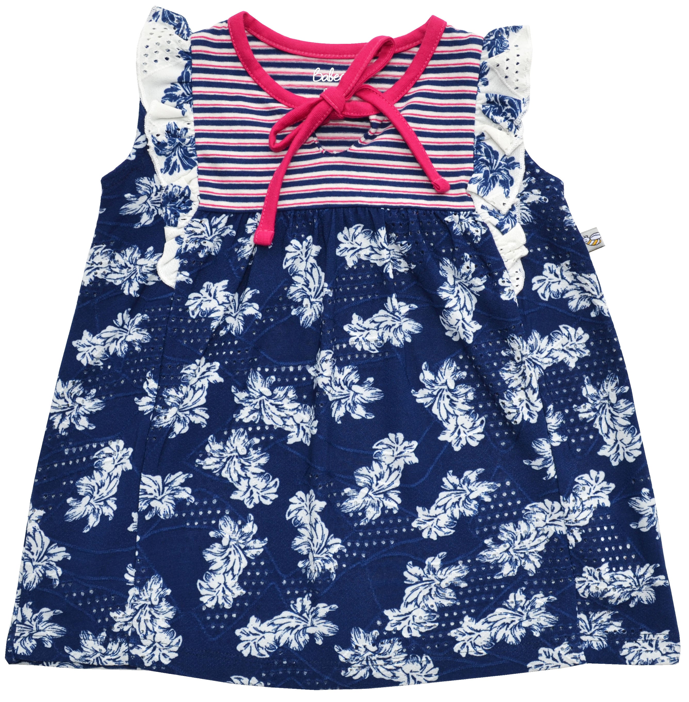Flower Print Navy Dress