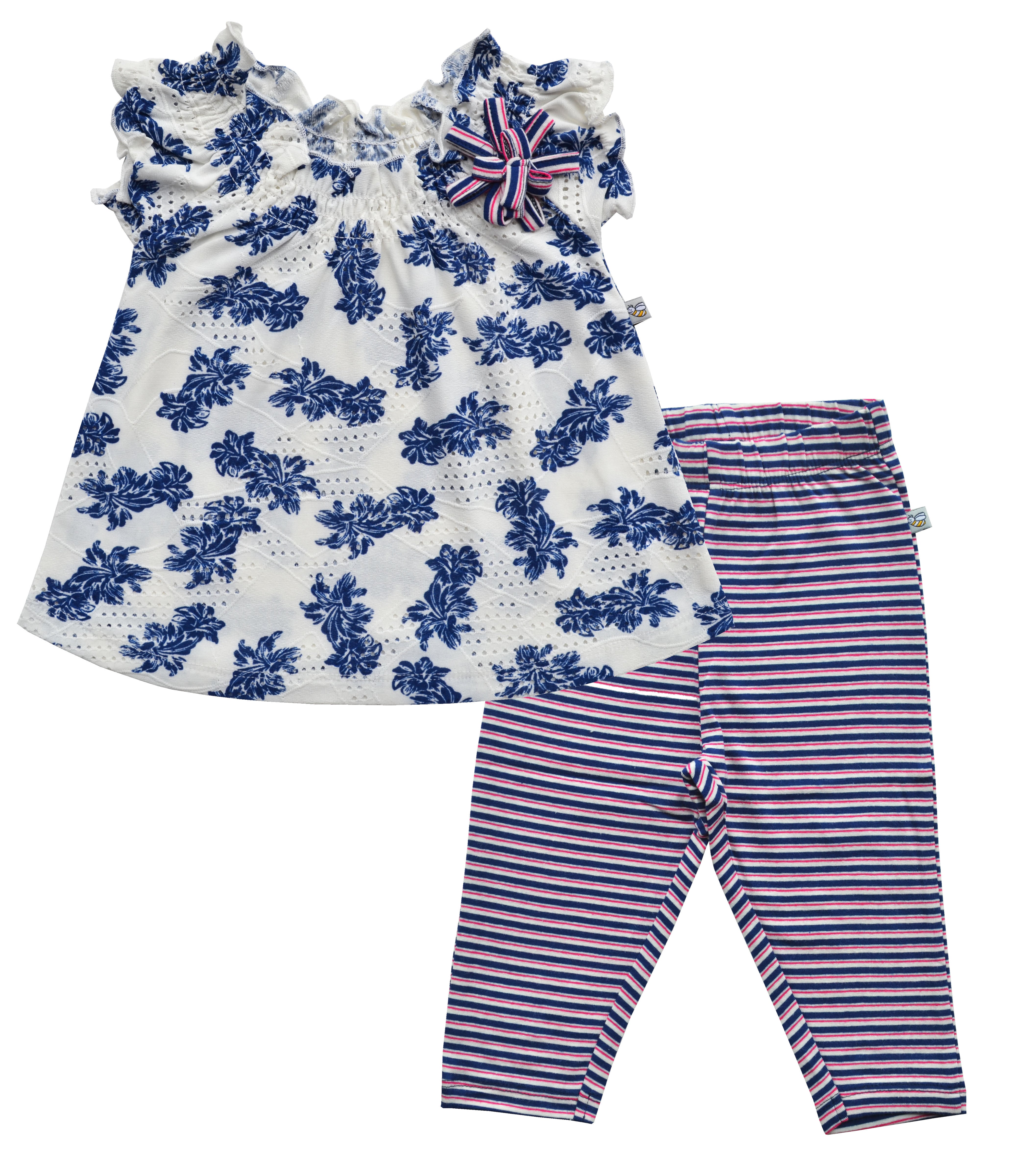 Flower Print Top with Leggings Set