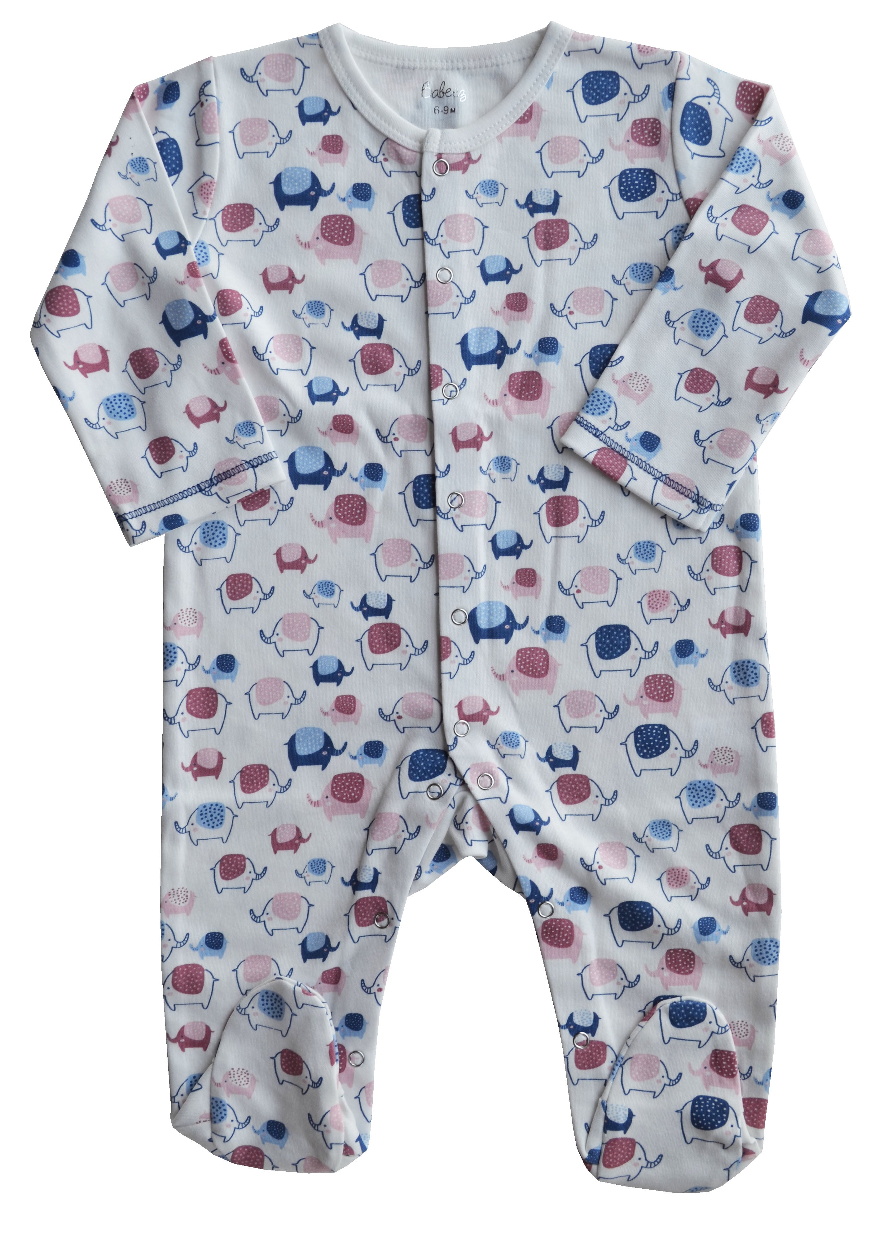 Elephant Print White Full Sleeper