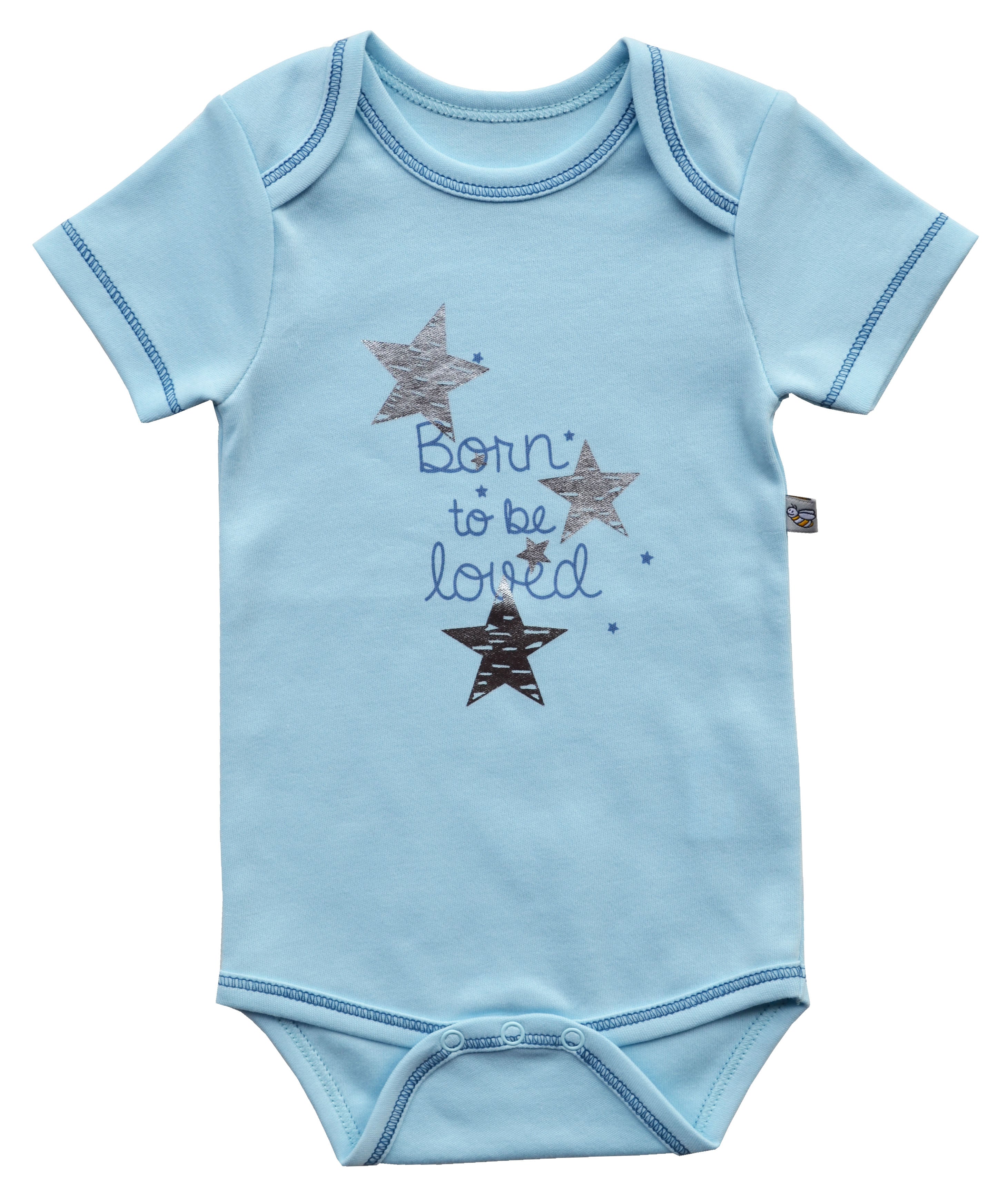 Born To Be Loved Print Blue Short Romper