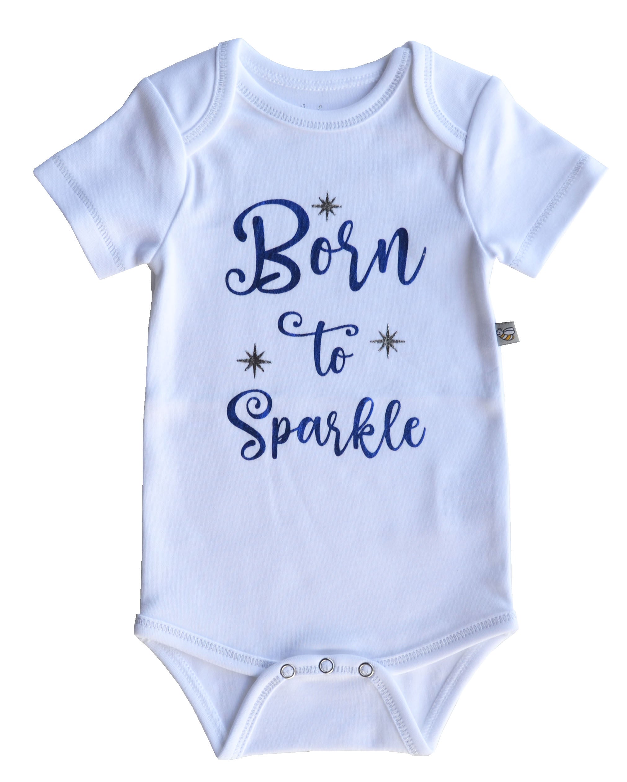 Born To Sparkle Print White Short Romper