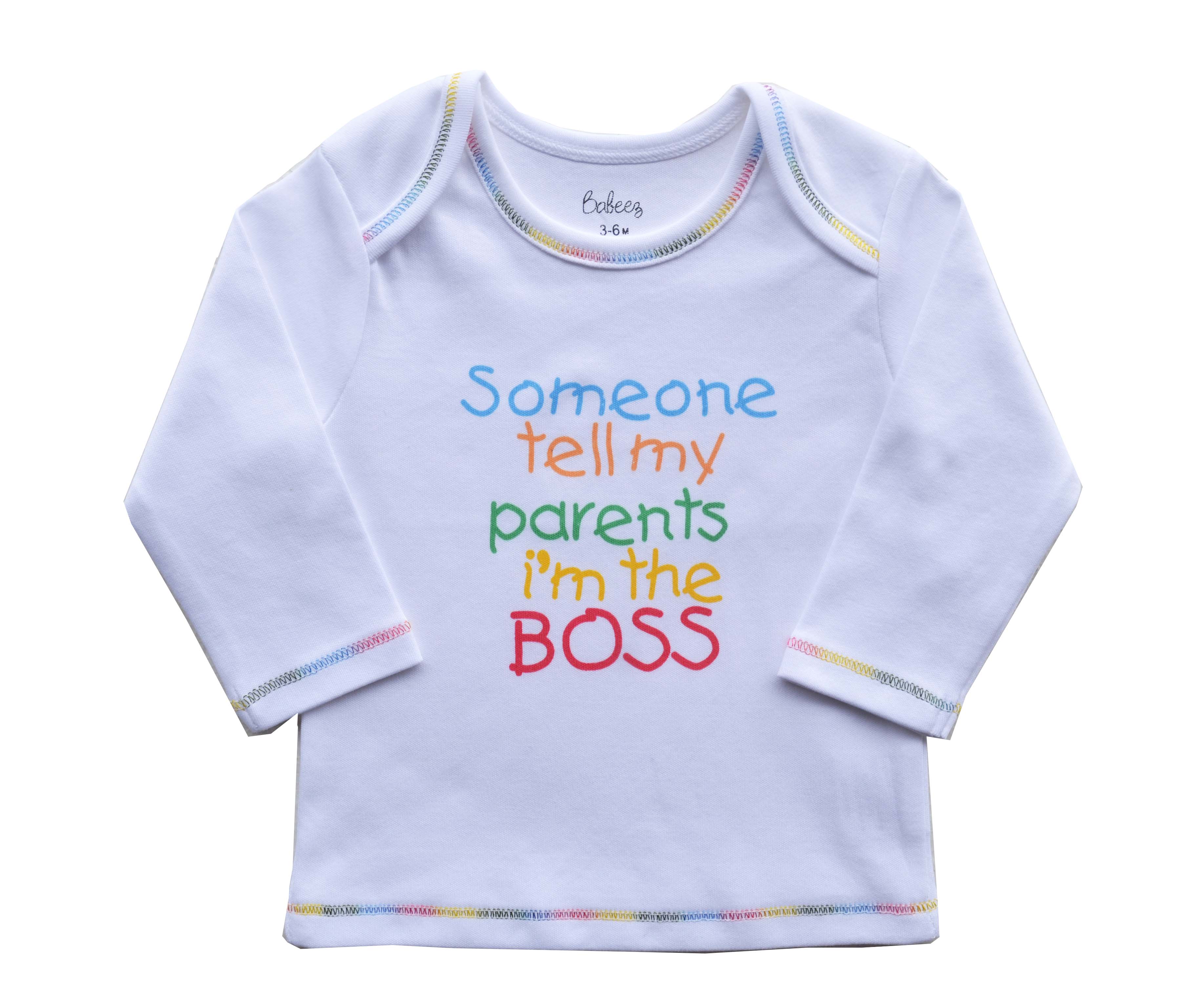 I'm The Boss Print White Full T-Shirt
