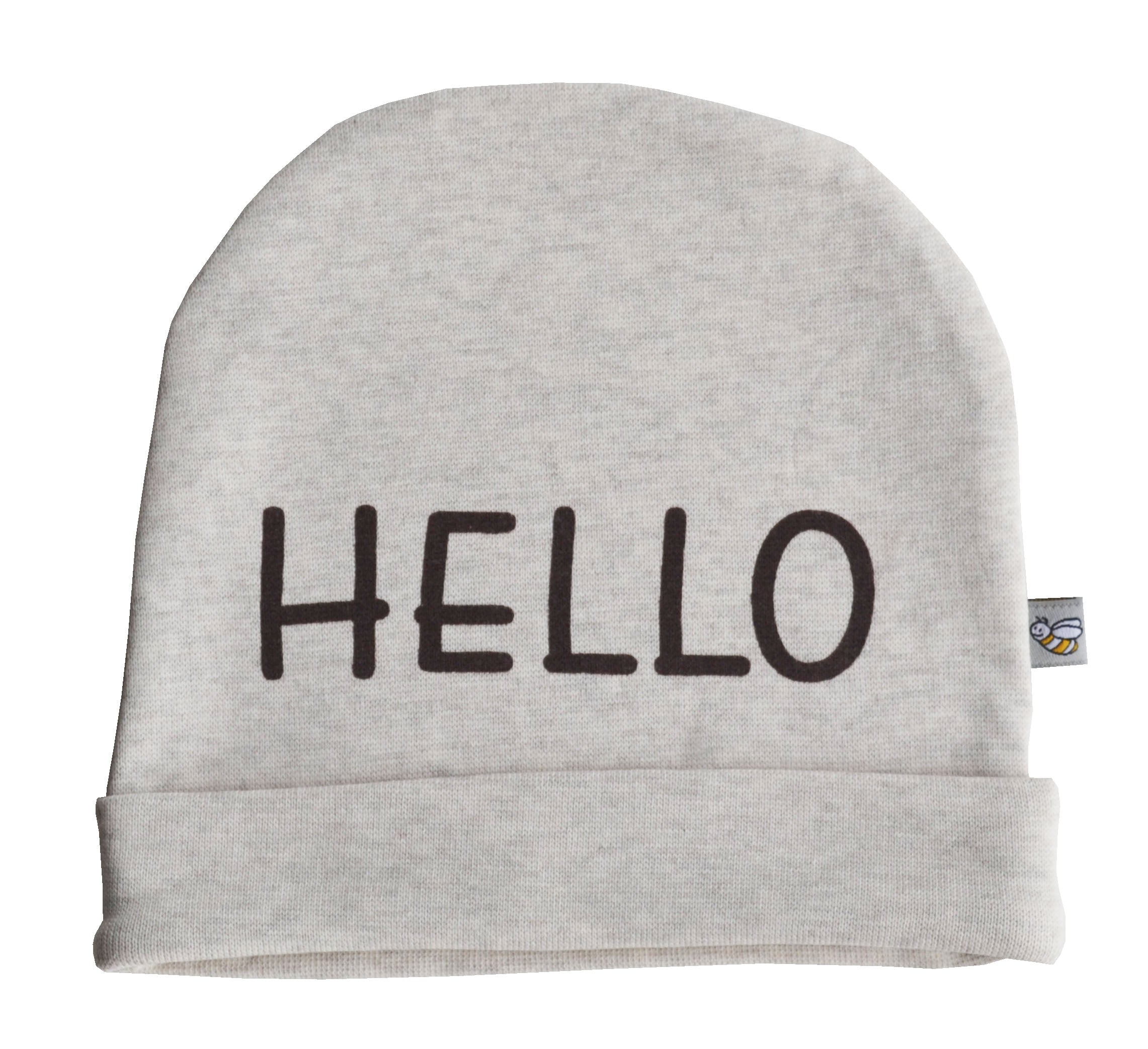 Hello Print Cream Beanie