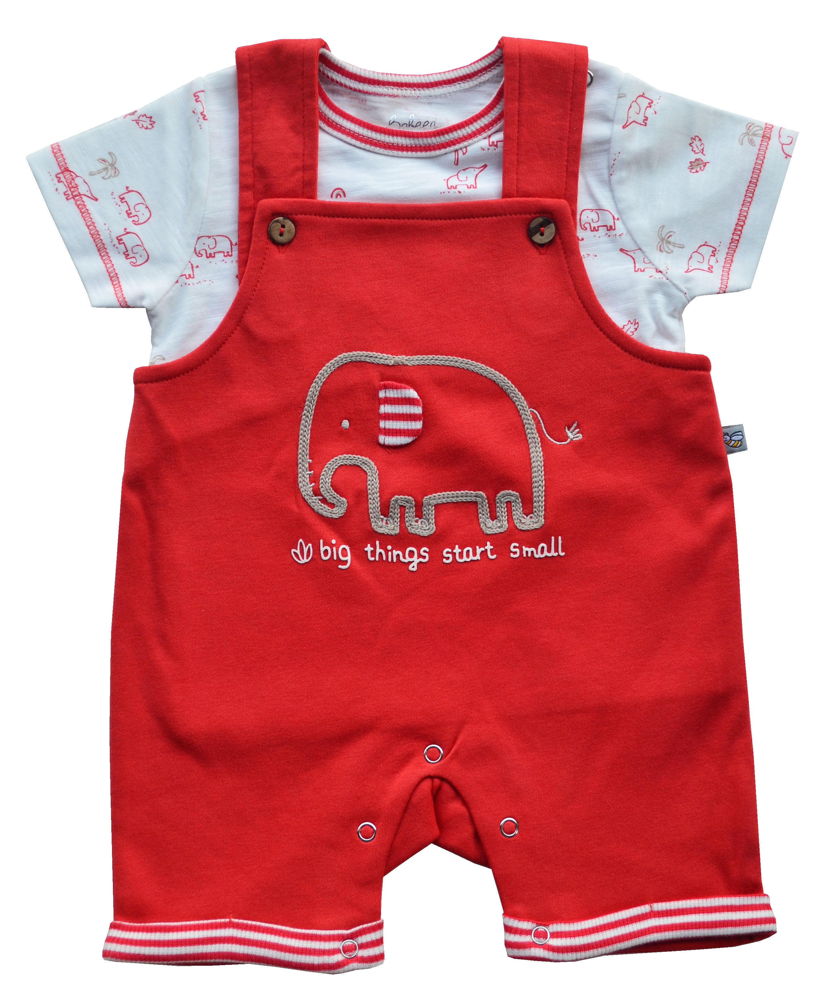 Elephant Red Short Romper Set