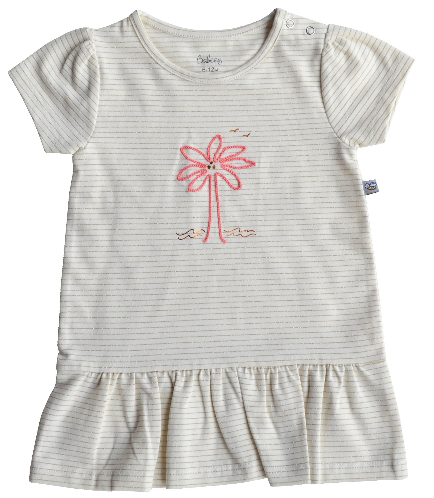 Palm Print Cream Dress