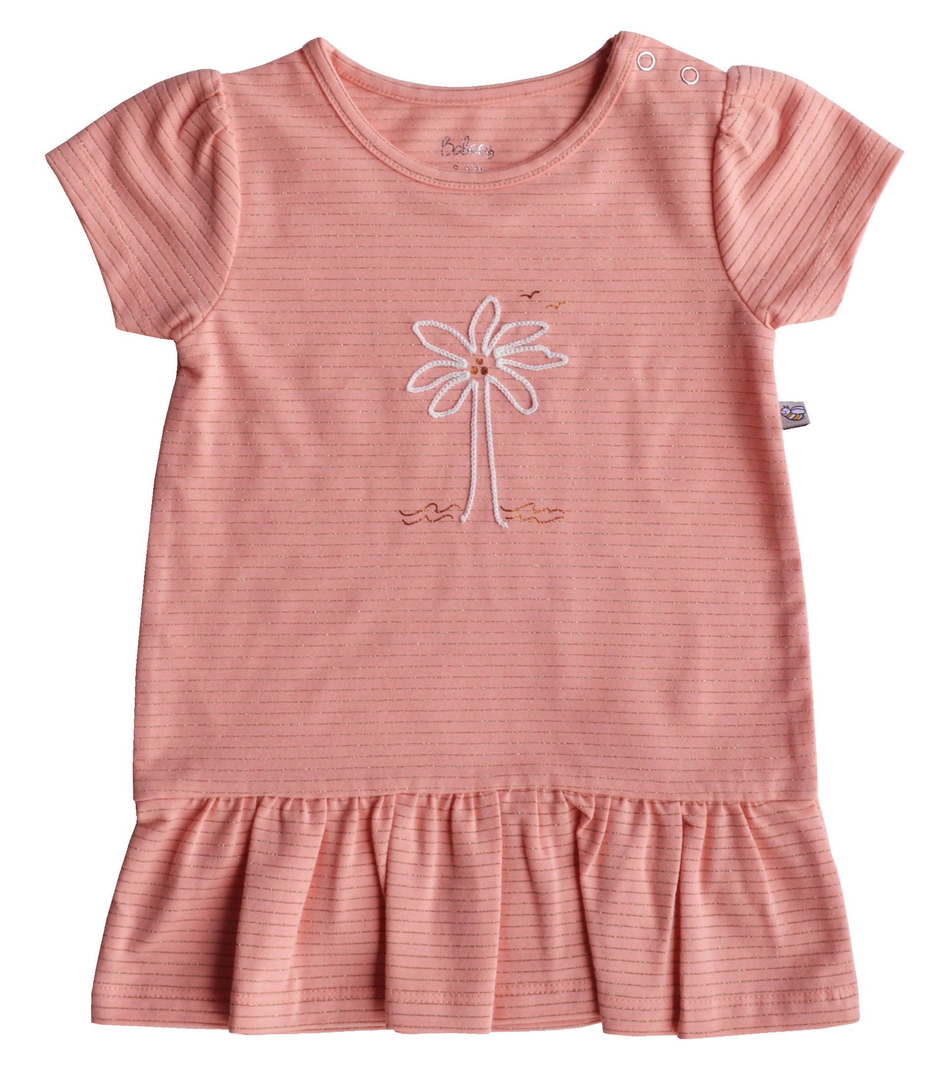 Palm Print Peach Dress