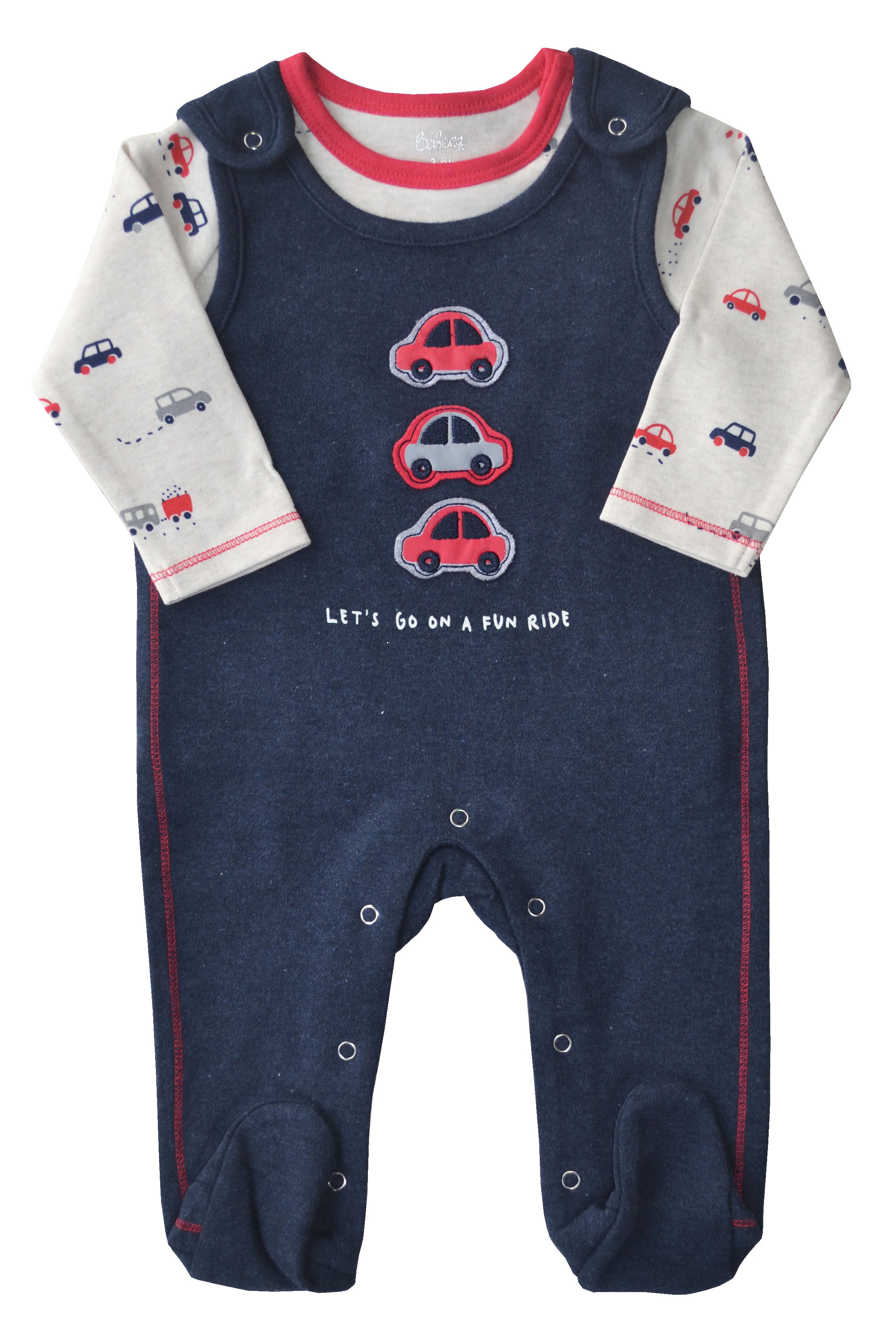 Car Print Navy Romper Set