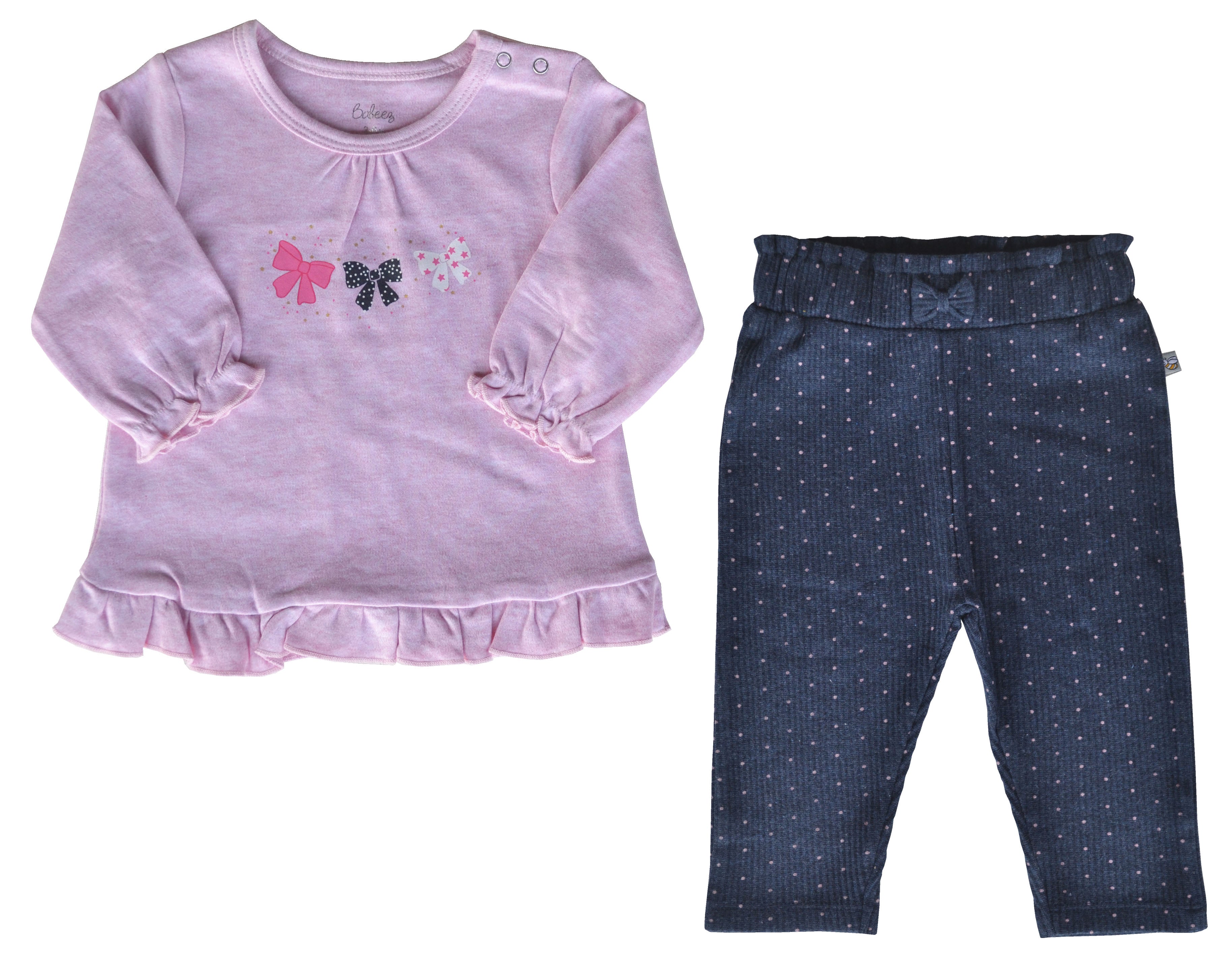 Bow Print Top Navy Leggings Set