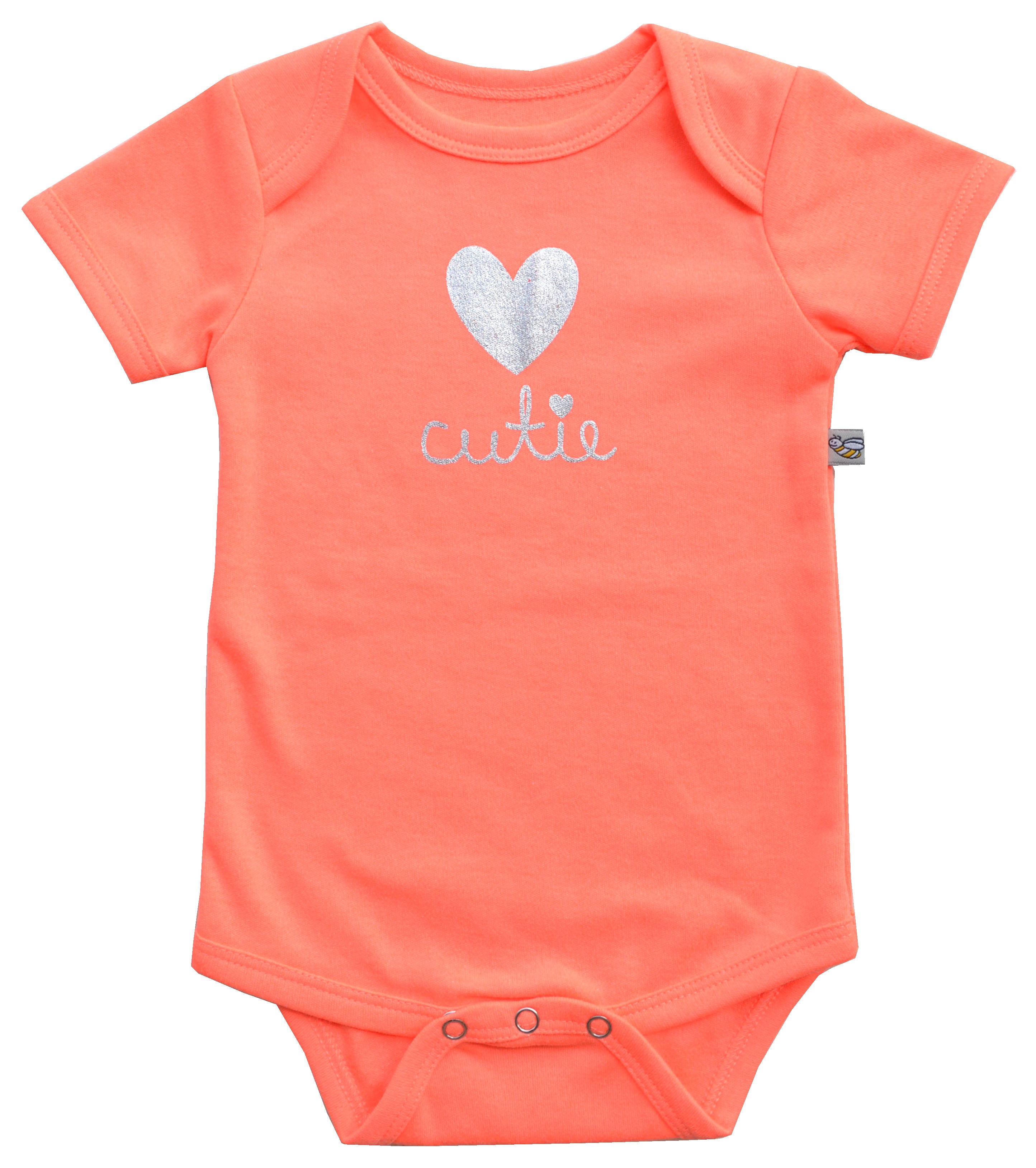 Heart Print Orange Short Romper