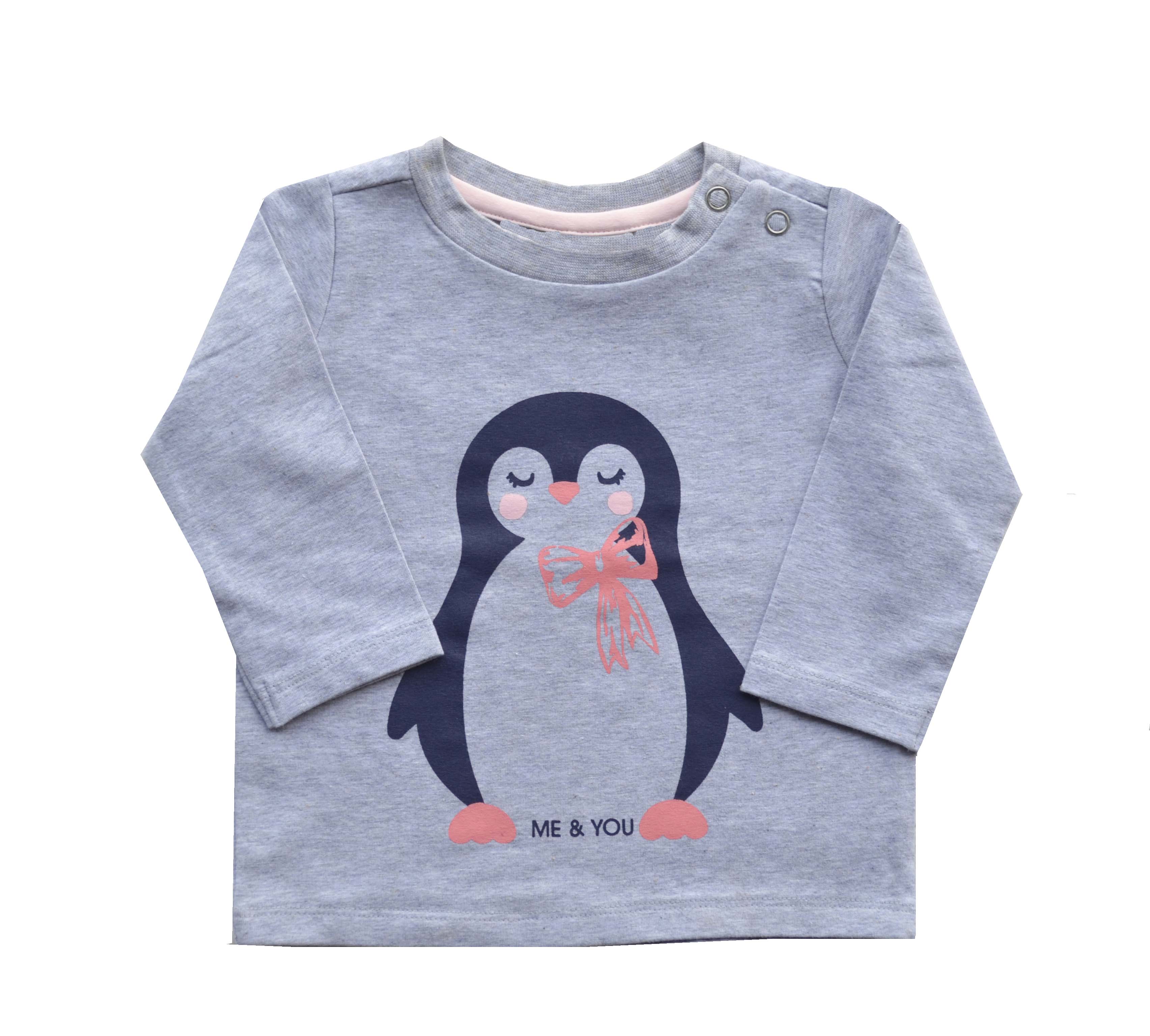 Grey Full sleeve Top with Penguin print