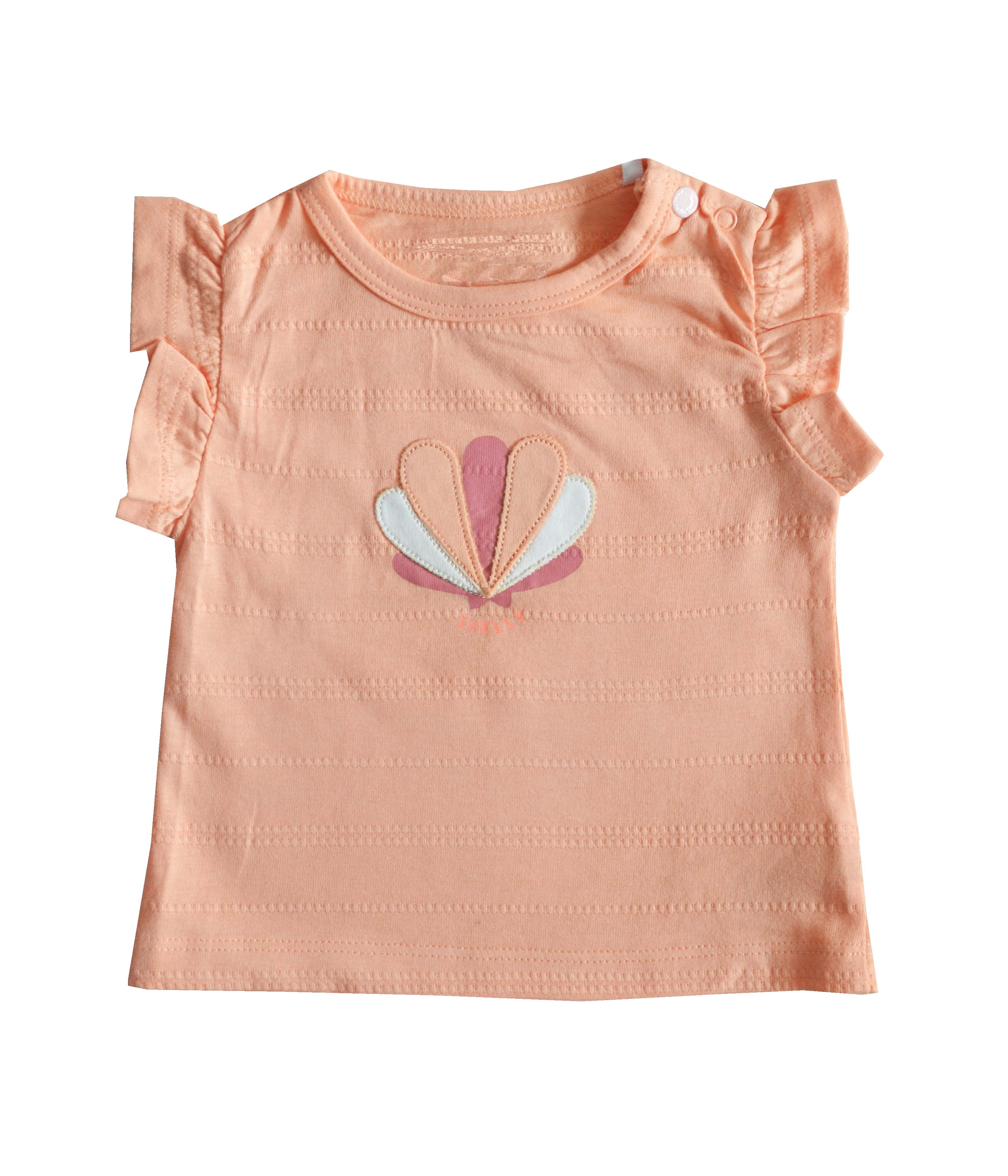 Peach Top with cap frilled sleeves