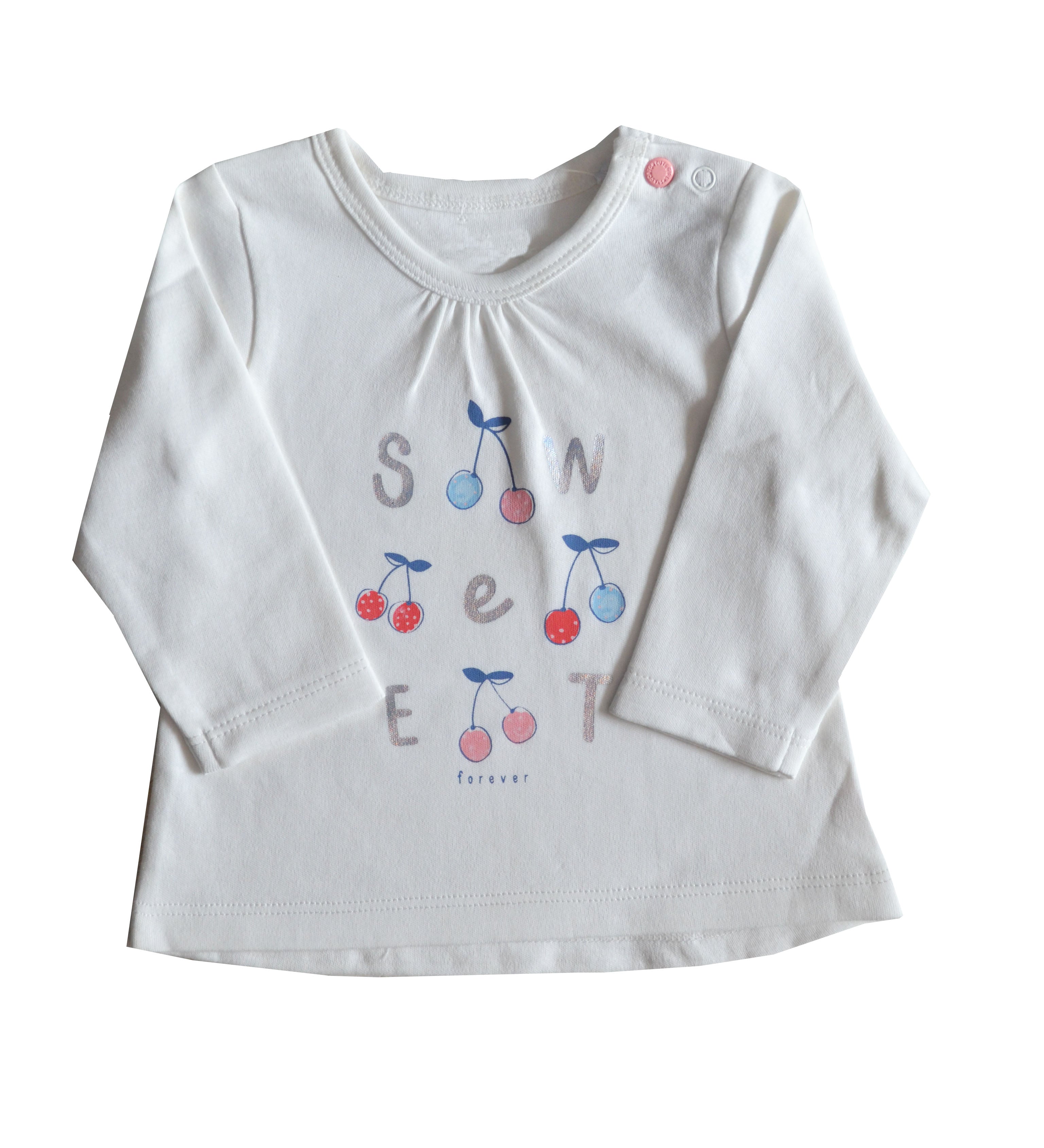 White Full sleeve top with cherry print