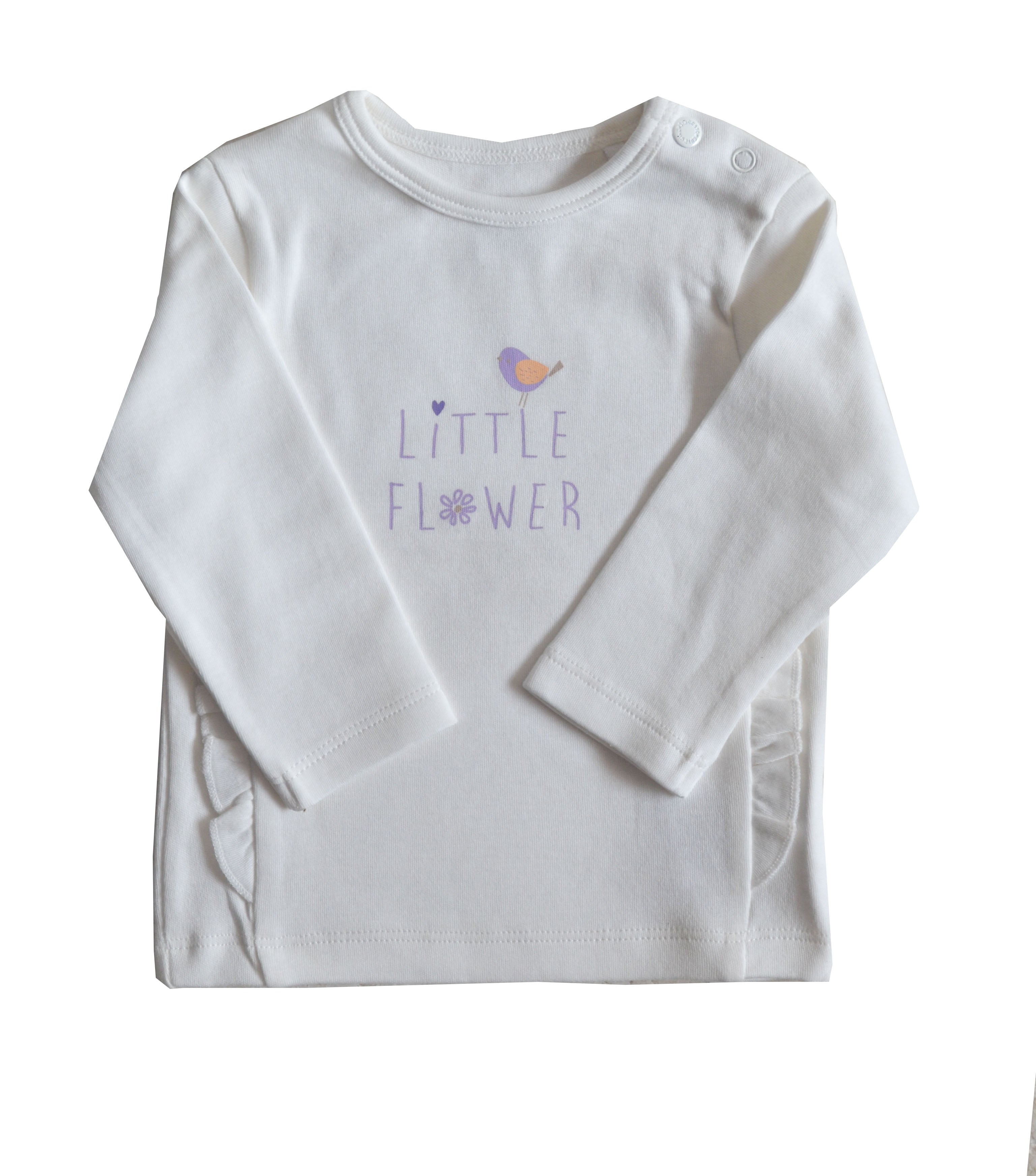 White Full sleeve top with side frills
