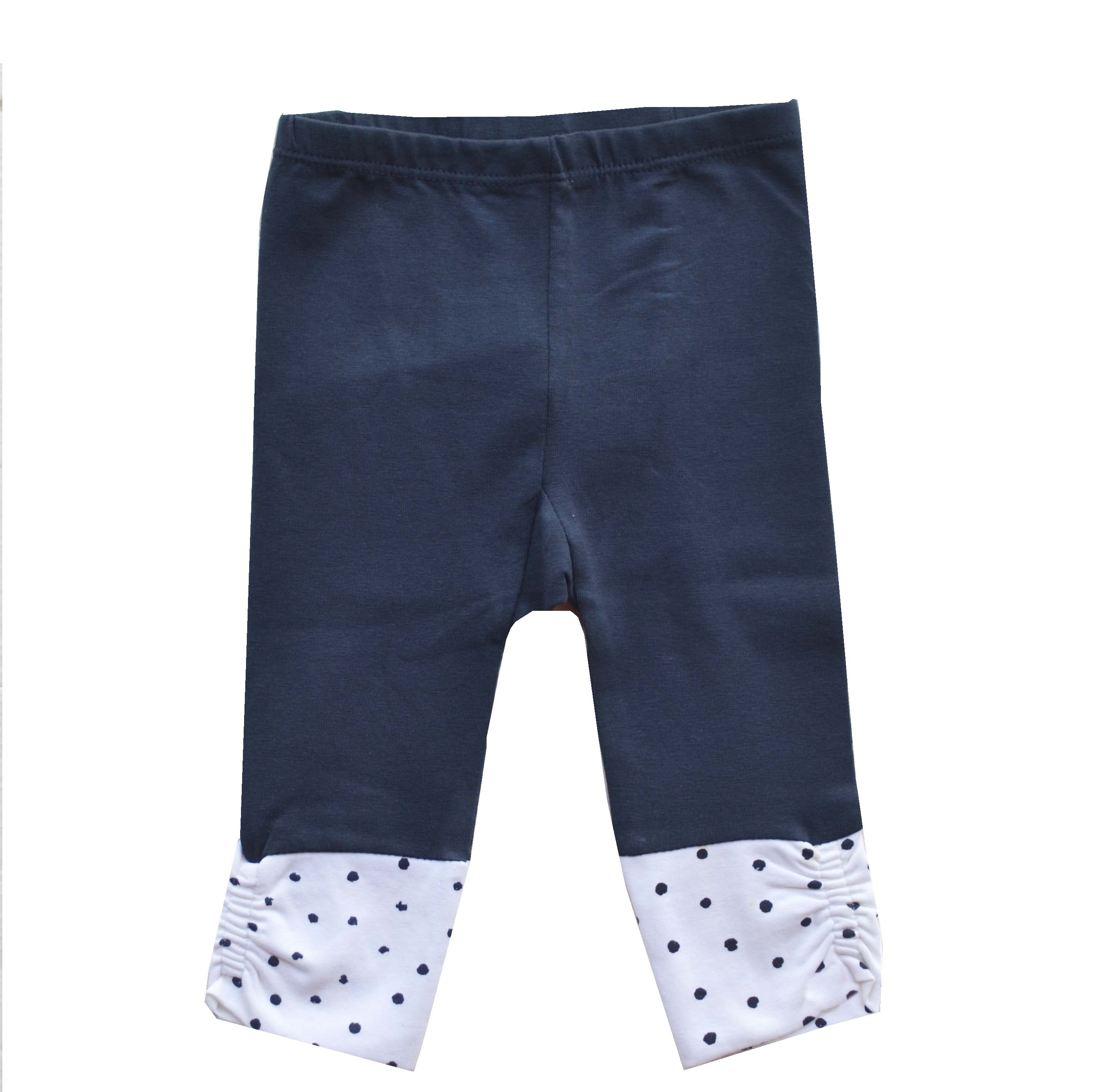 Navy Leggings with polka dot bottom