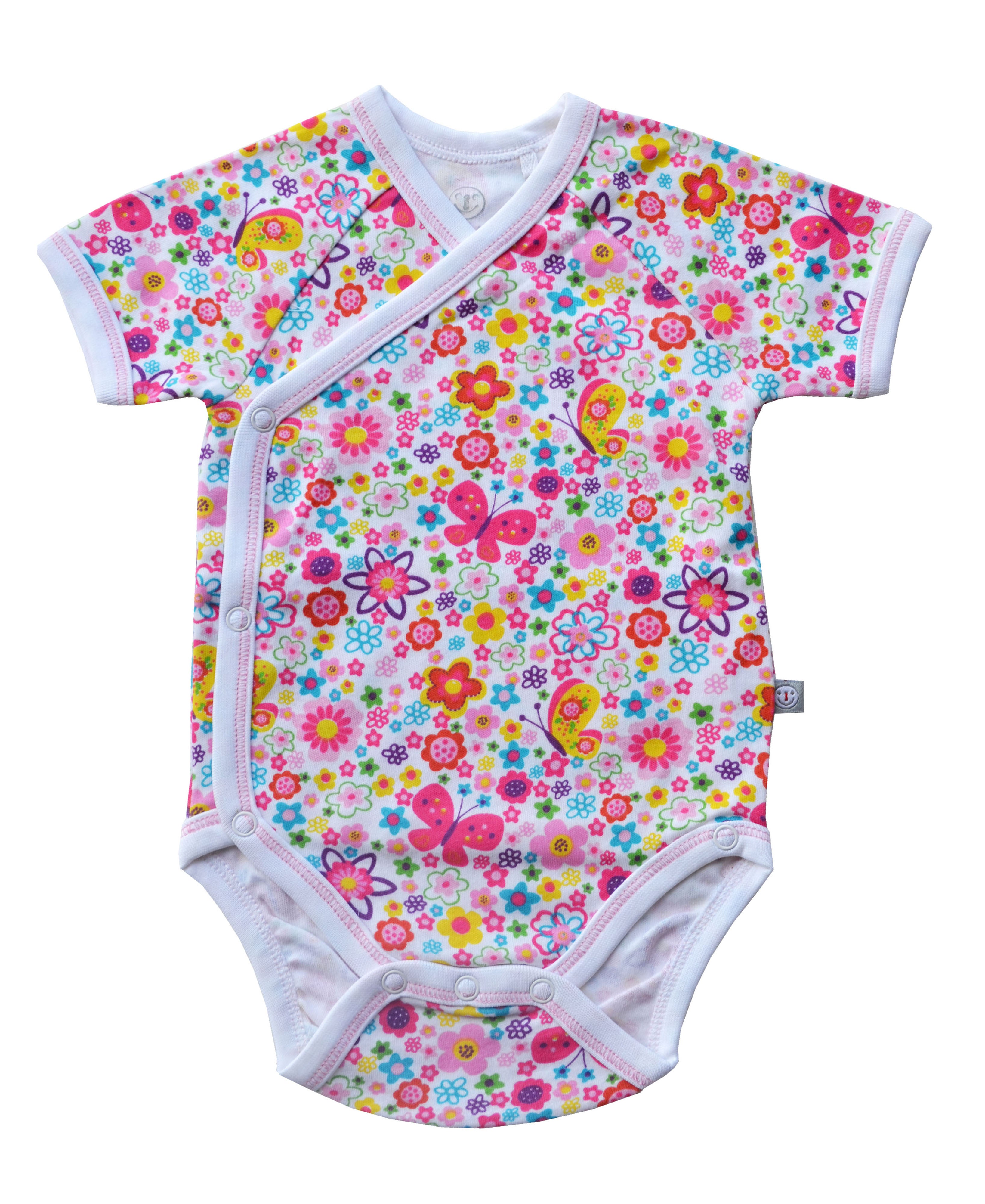 White Romper with Pink Floral Print