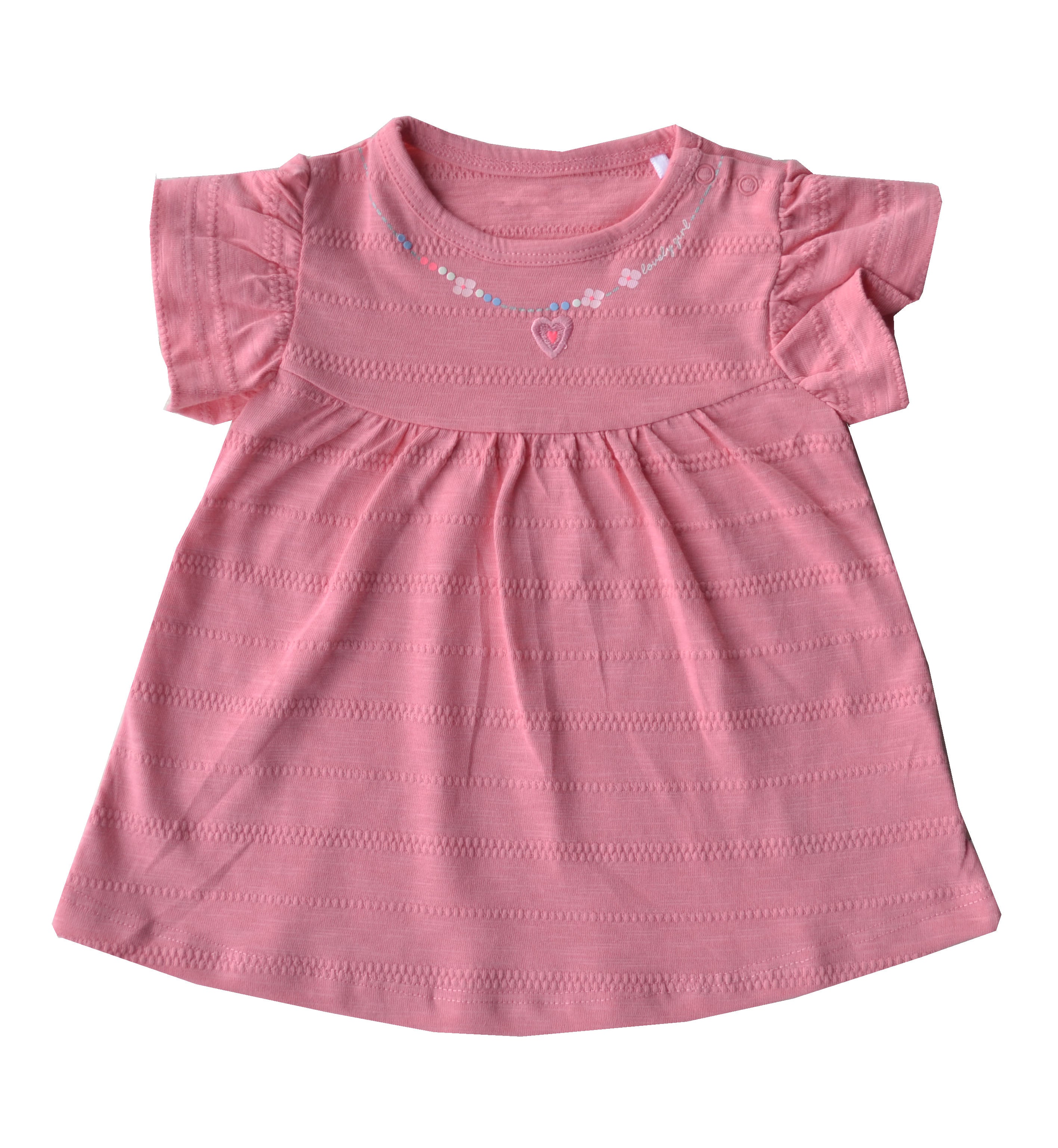 Pink Short Sleeve Top with neclace print