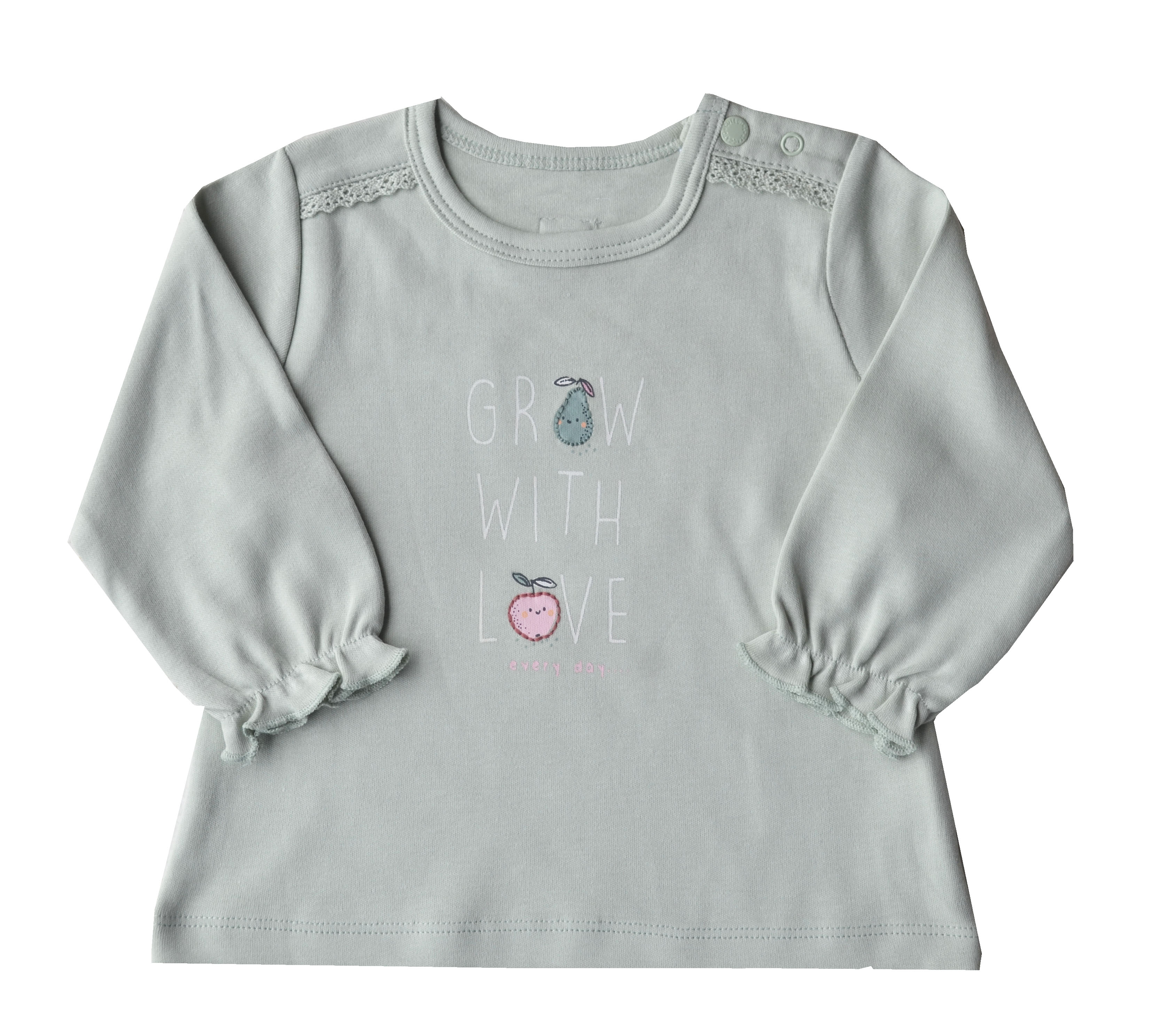 Green Full sleeves Top with Grow With Love Saying
