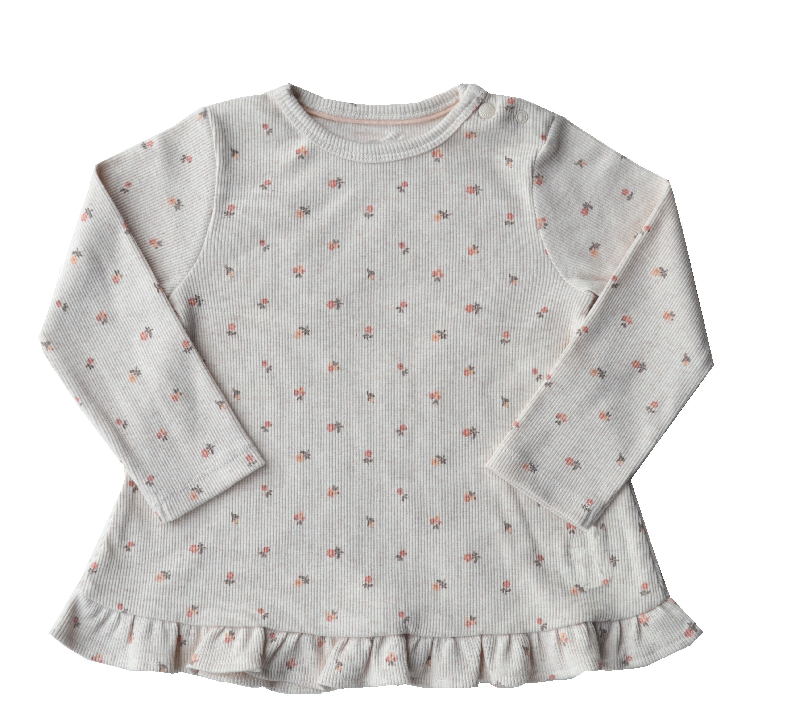 Beige Full sleeve Top with Floral Print