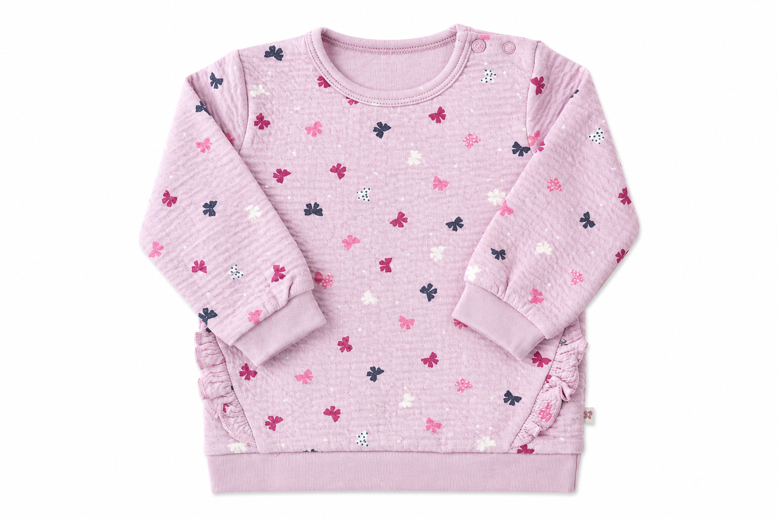 Pink Full Sleeves Top with Bow Print