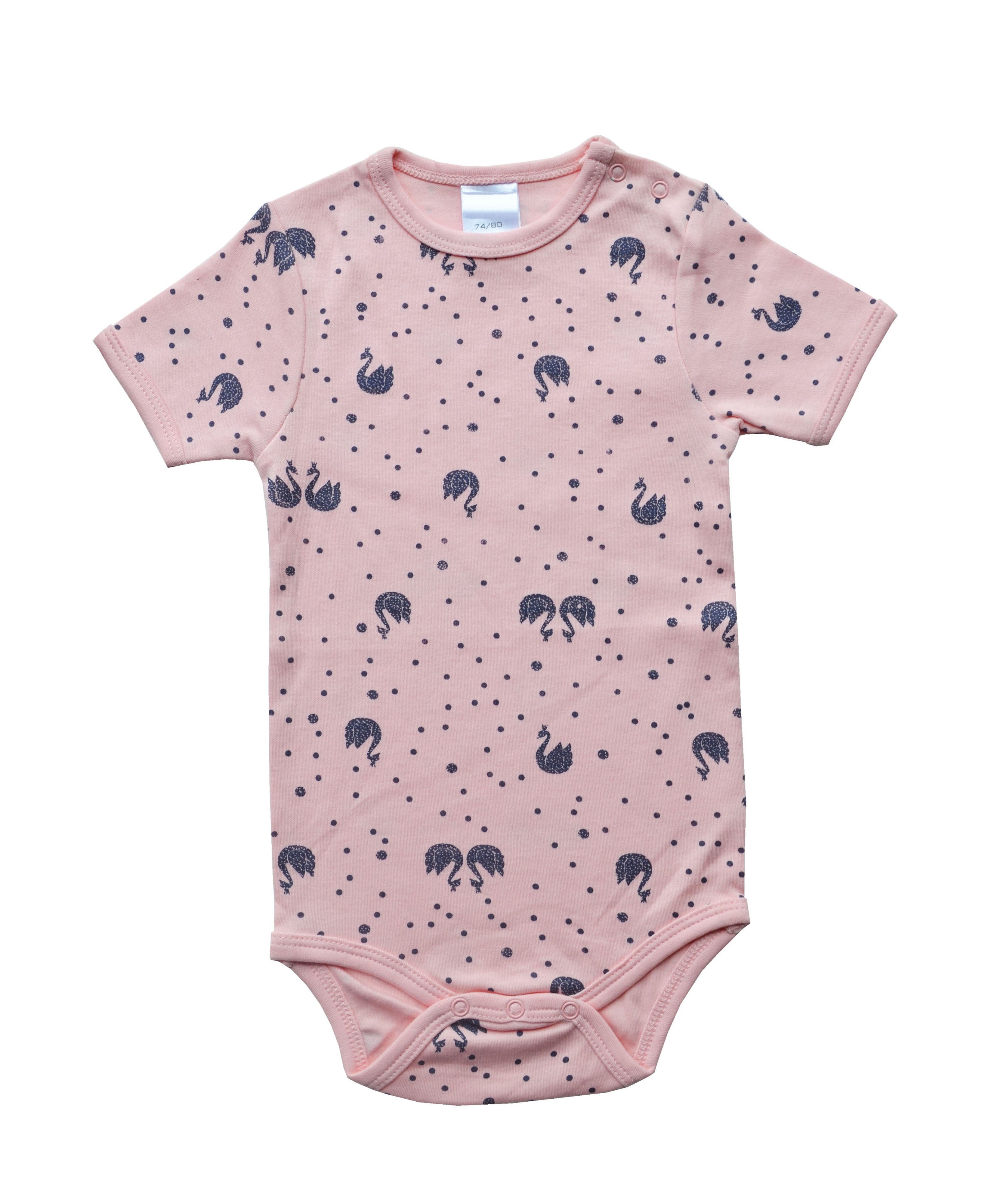 Pink Romper with Swan print