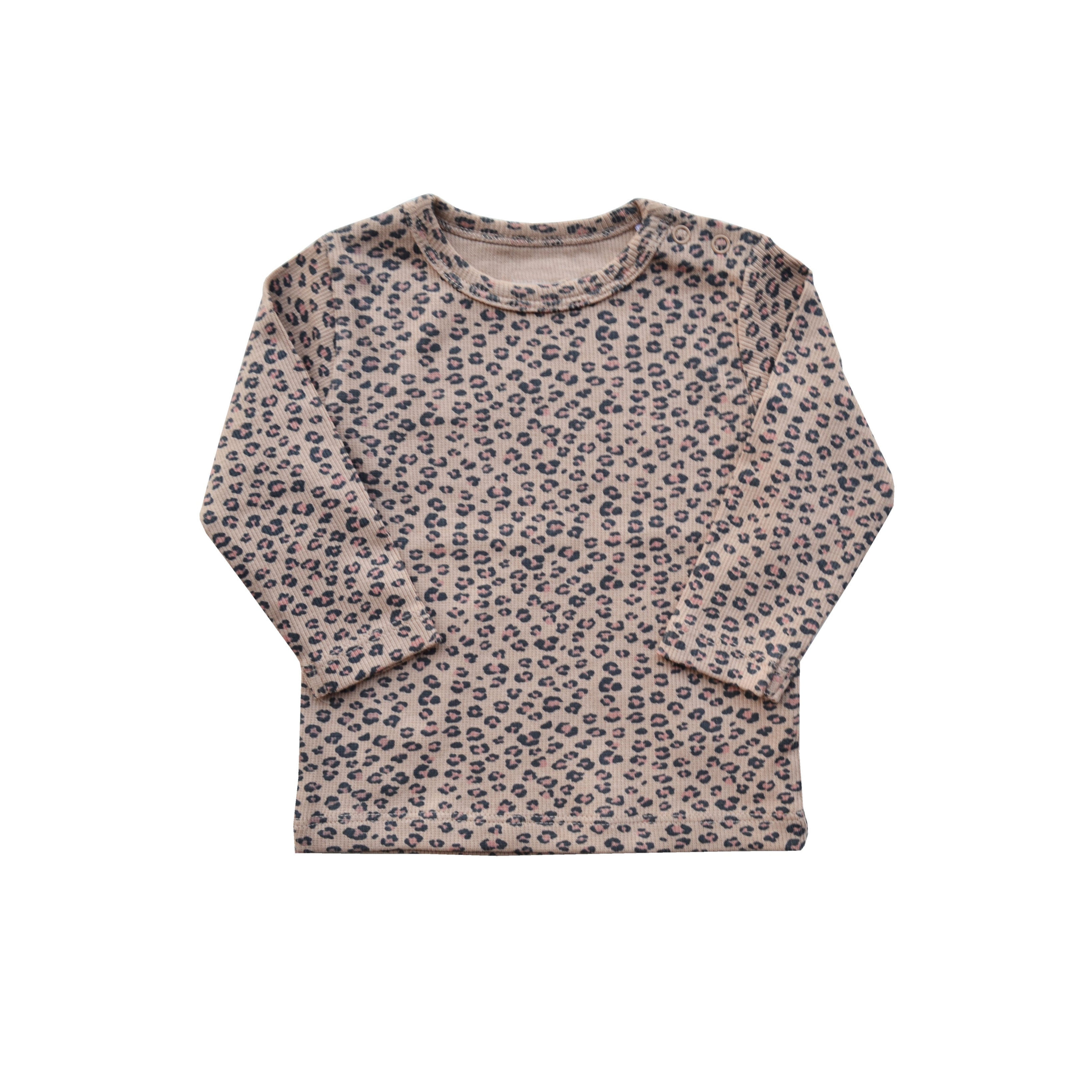 Brown Full Sleeve Top with Leopard print