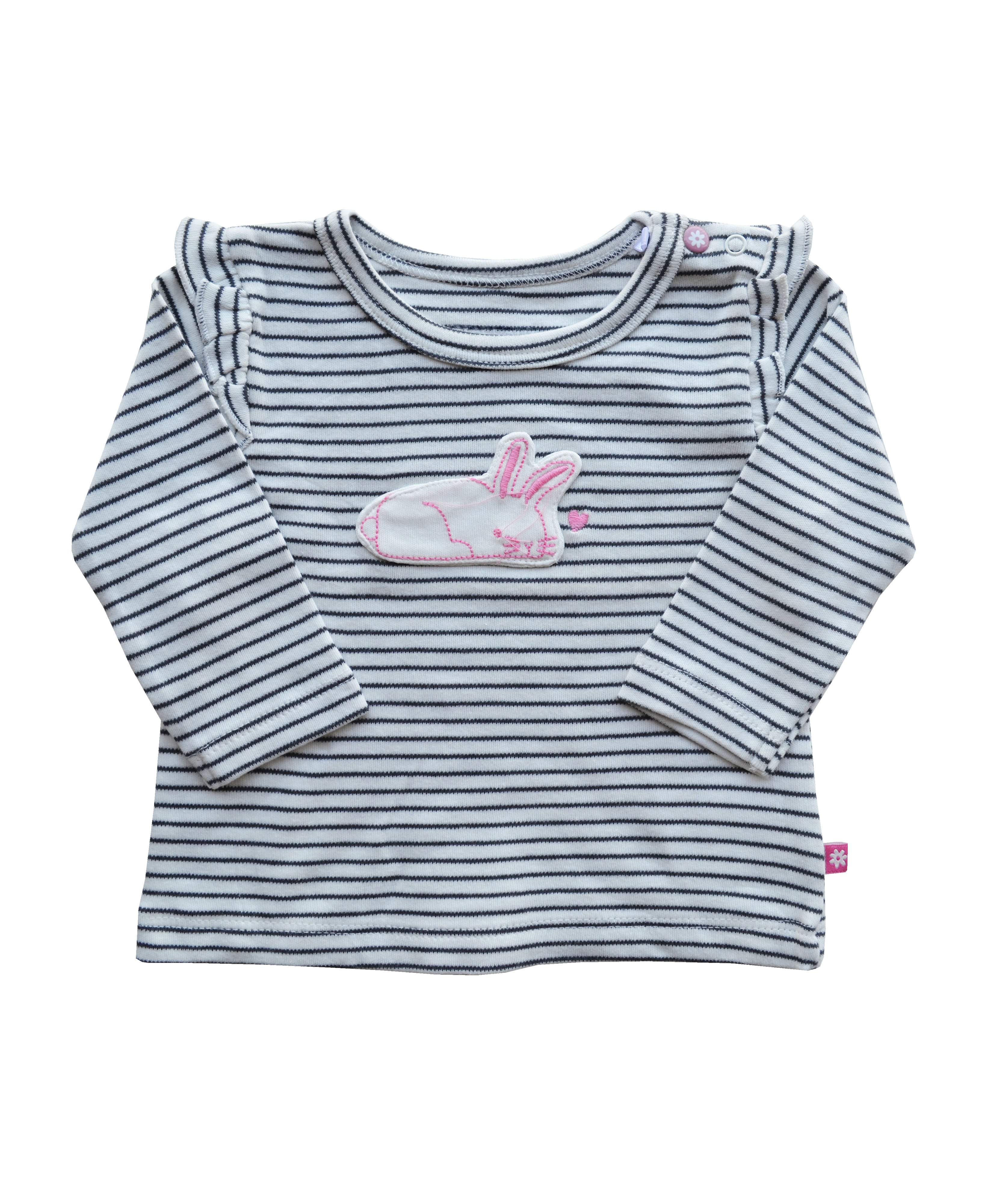 Black & White Striped Full sleeve Top with Rabbit