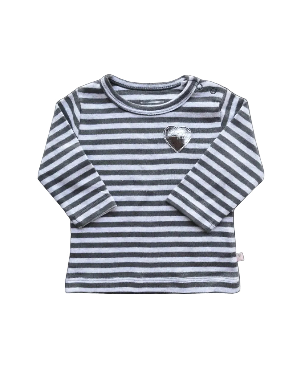 Grey Striped Full sleeve Top