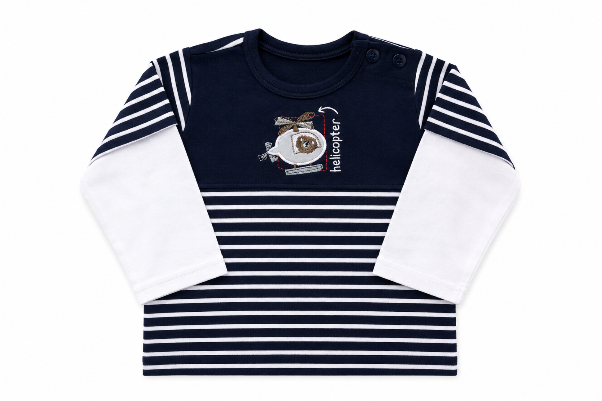 Navy & White Stripes Full Sleeve T-Shirt