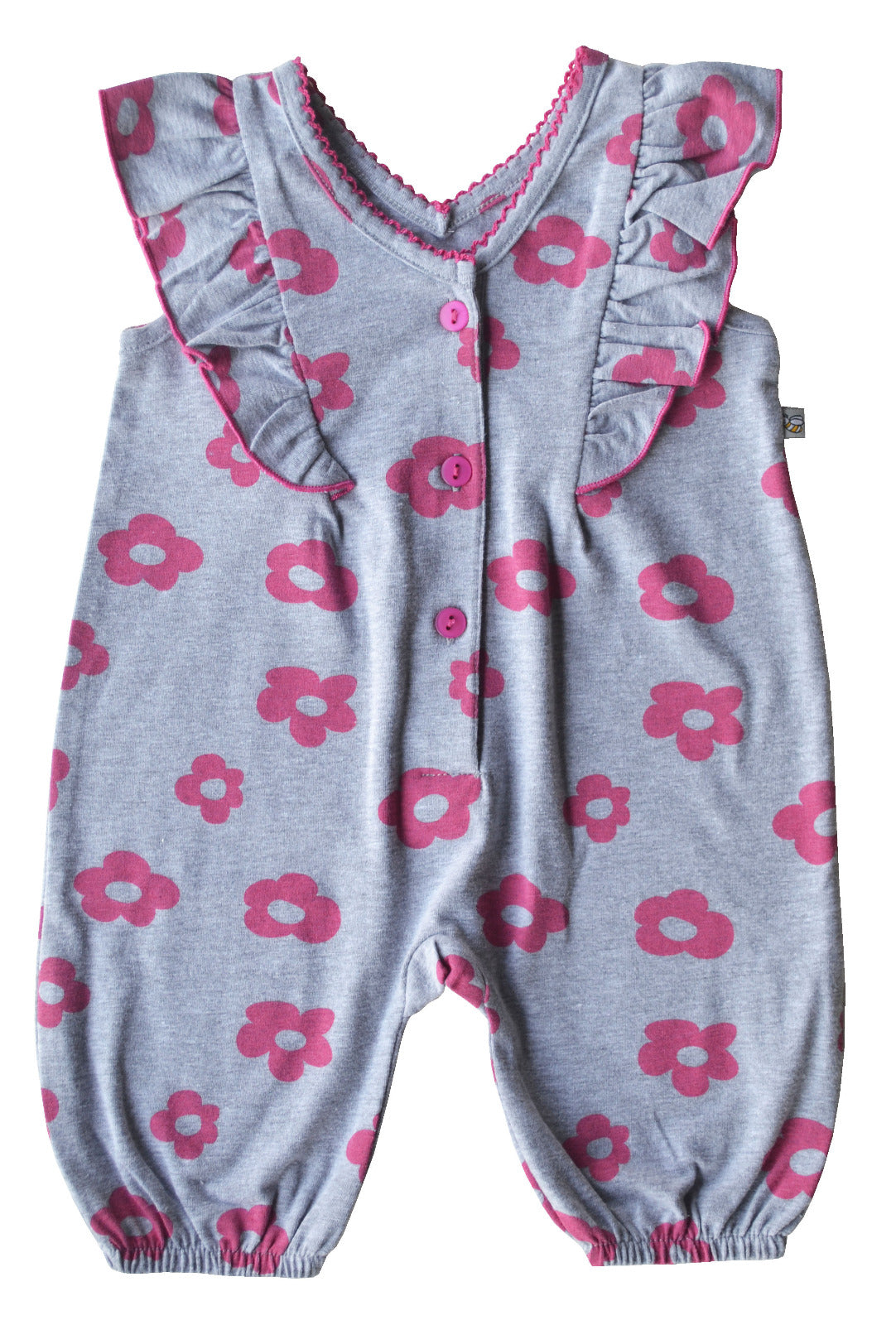 Pink Flower Print Sleeveless Romper