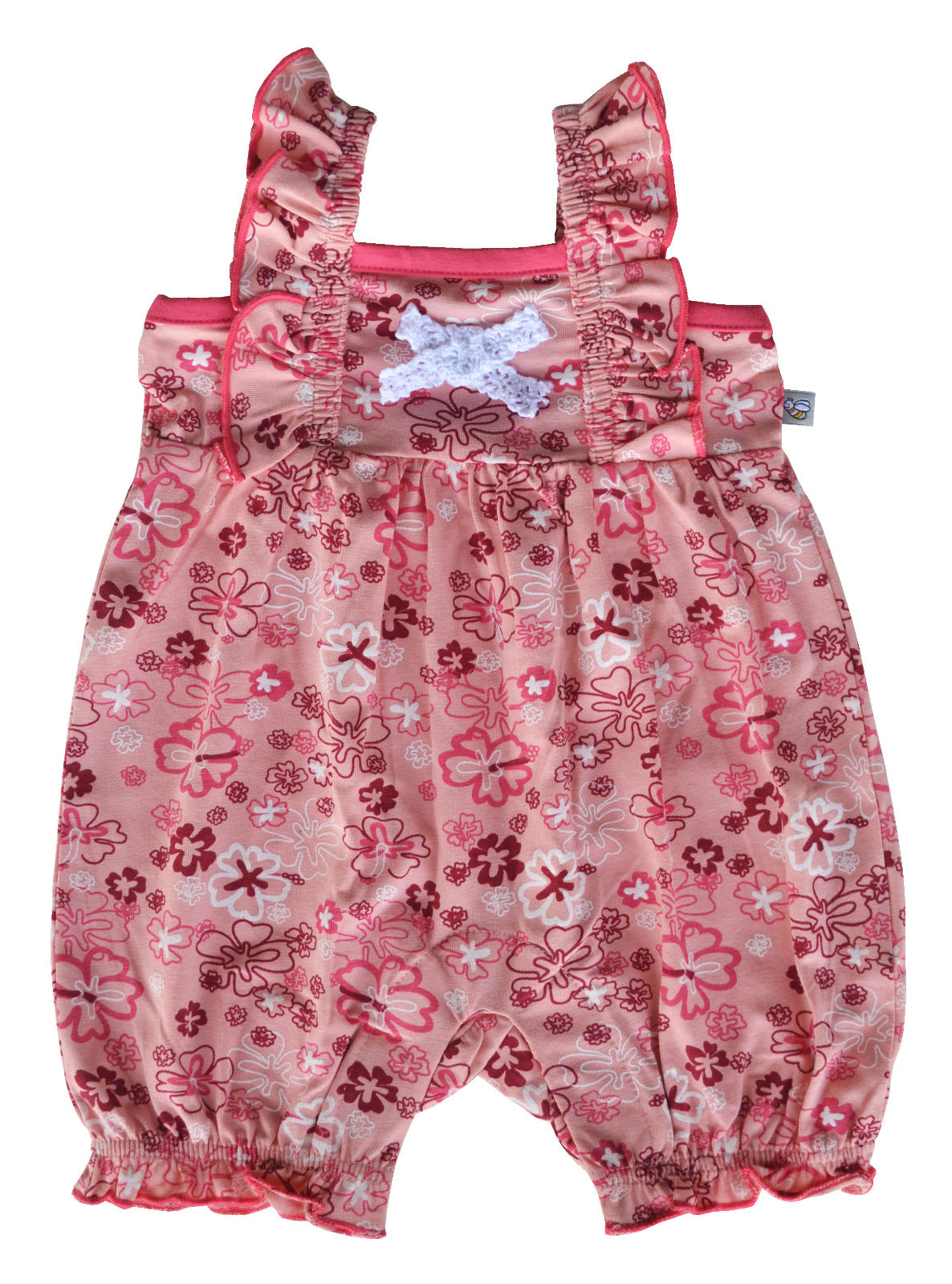 Flower Print Peach Short Romper