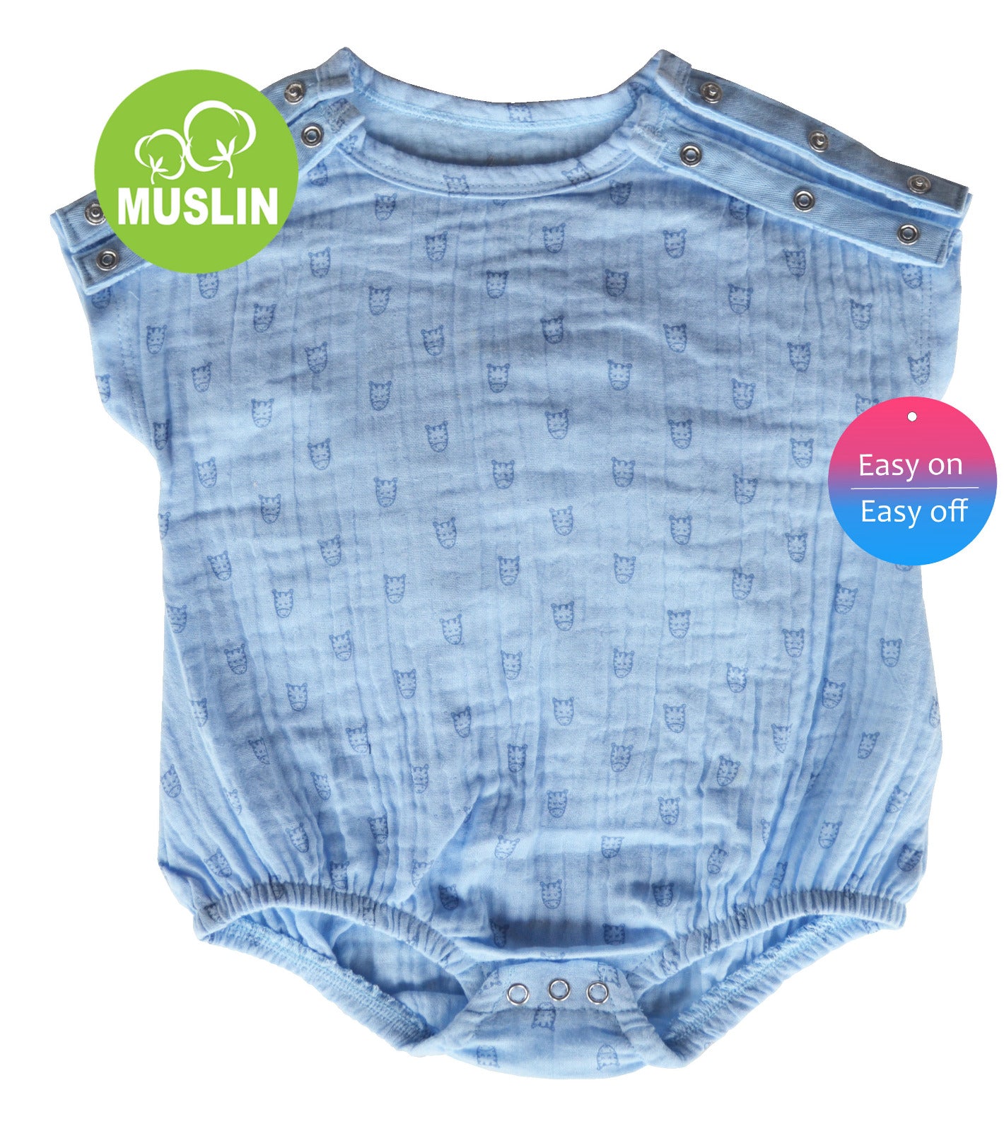 Blue Printed Muslin Romper