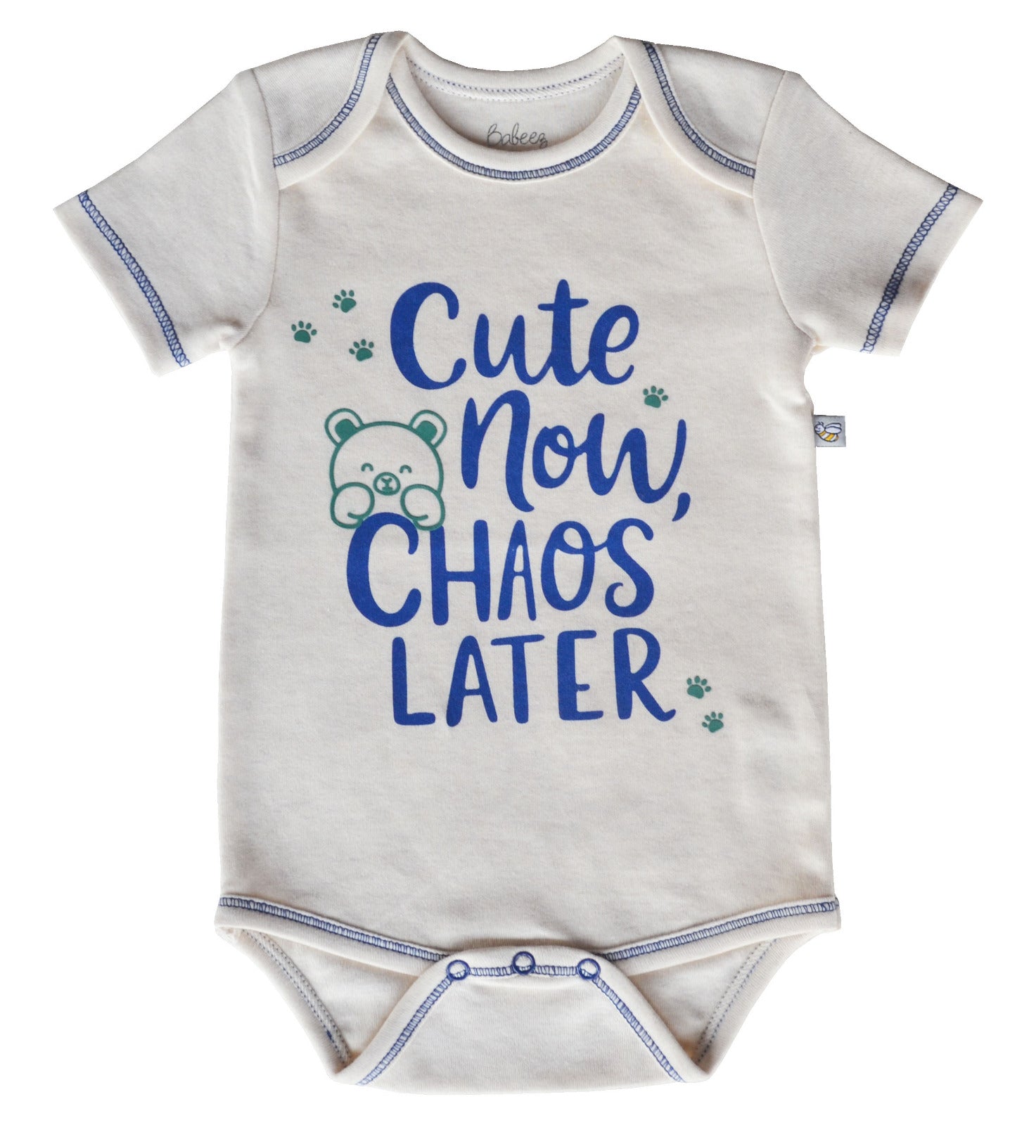 Ecru Onesie with Cute and Chaos Print