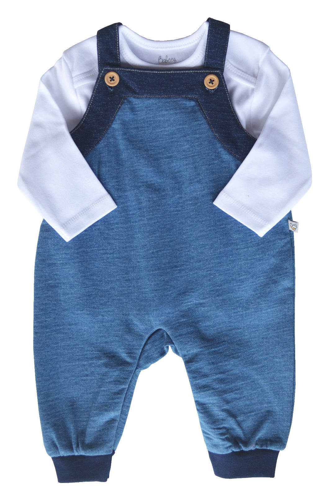 Denim Full Romper Set with dark denim border