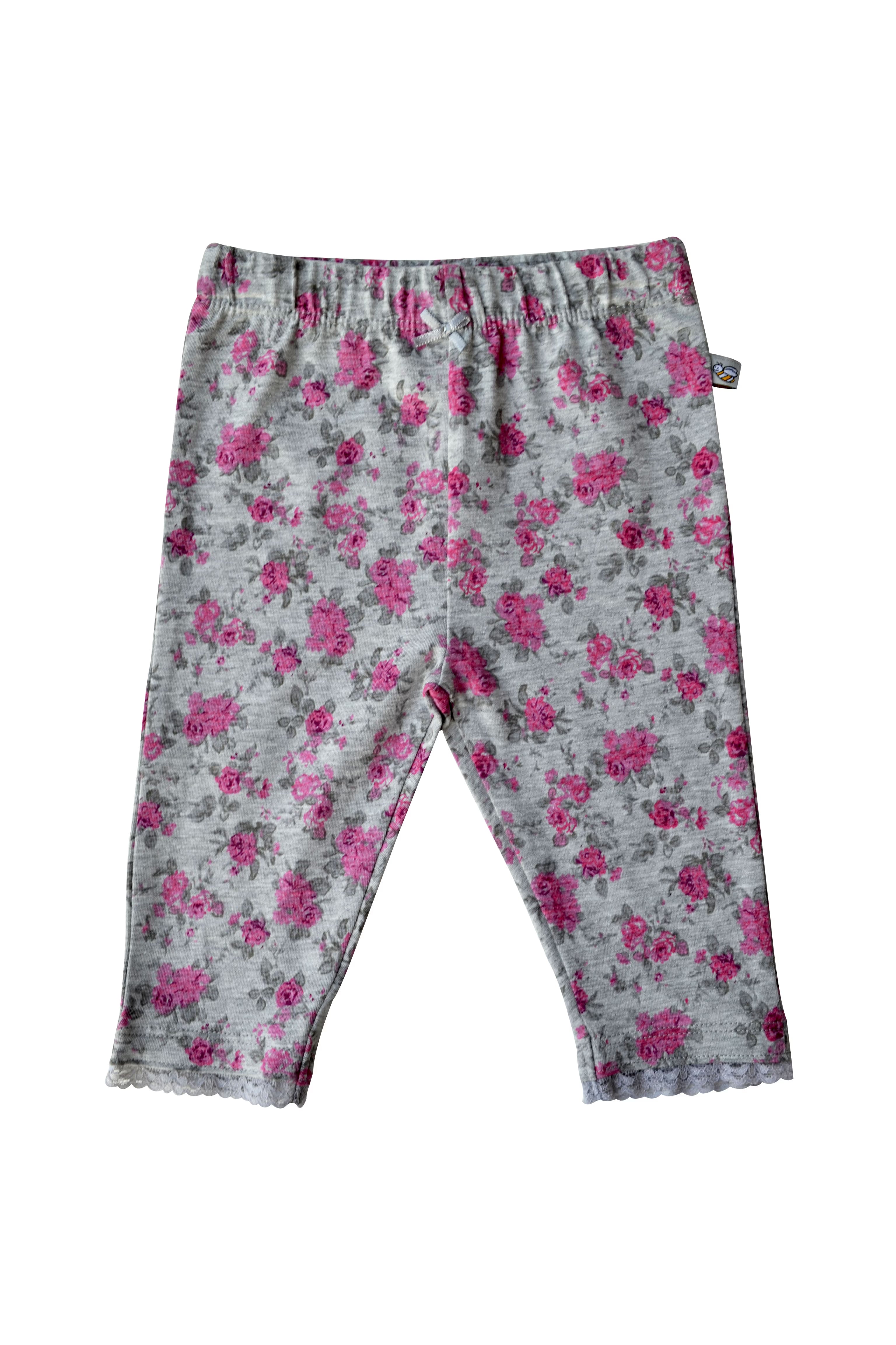 Grey Leggings with Rose Print
