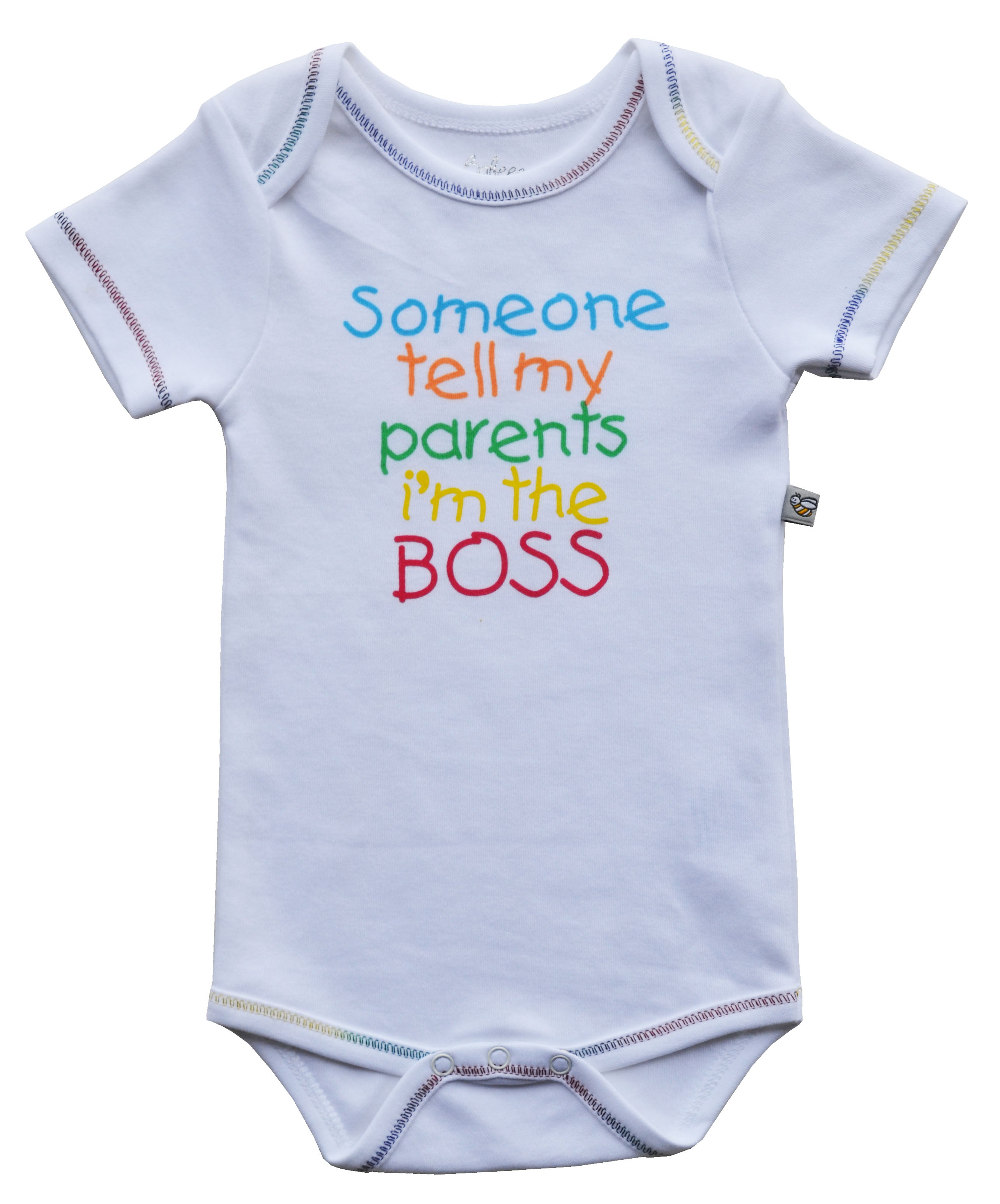 Im the Boss Print White Short Romper
