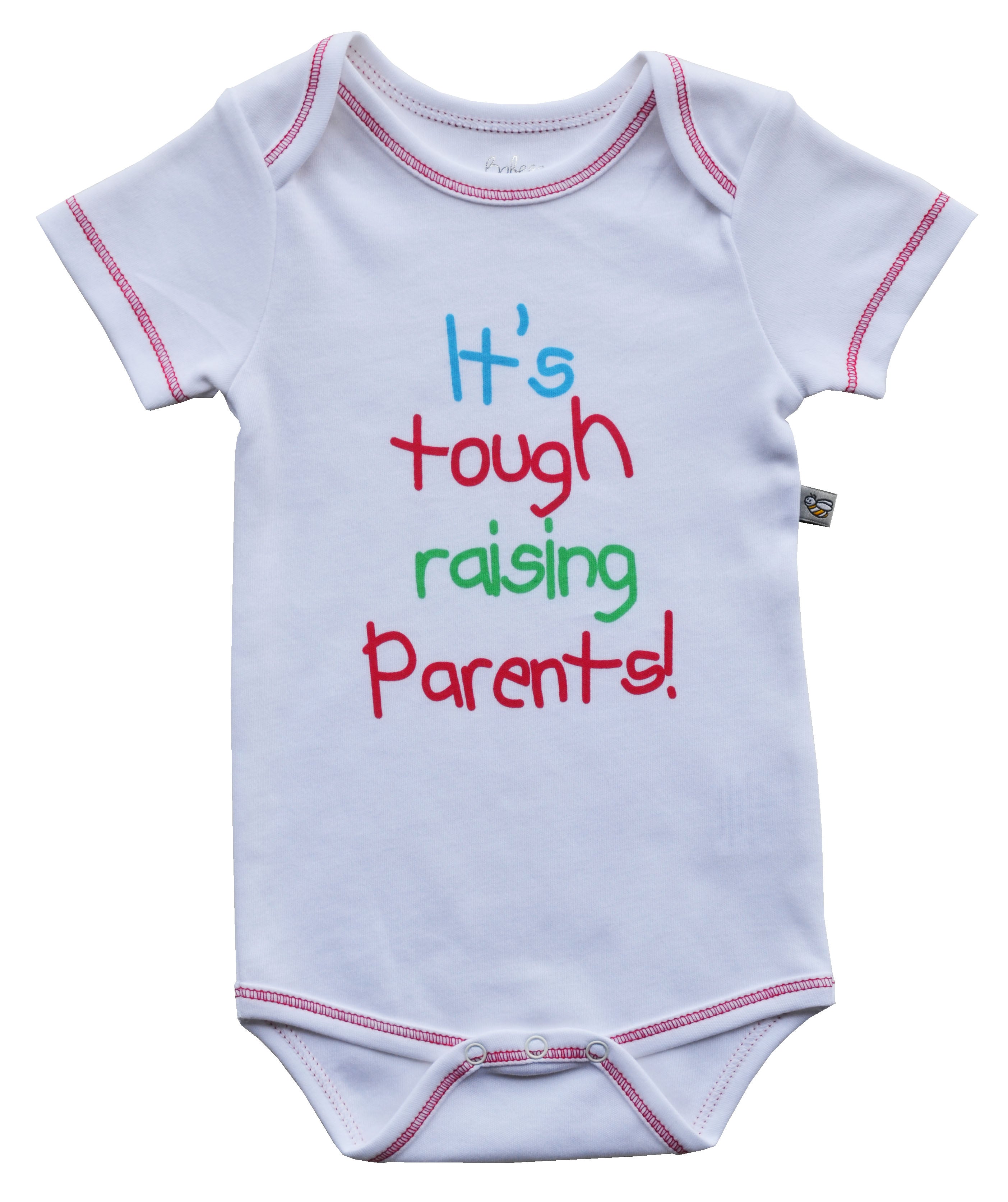 Tough Raising Parents Print White Short Romper