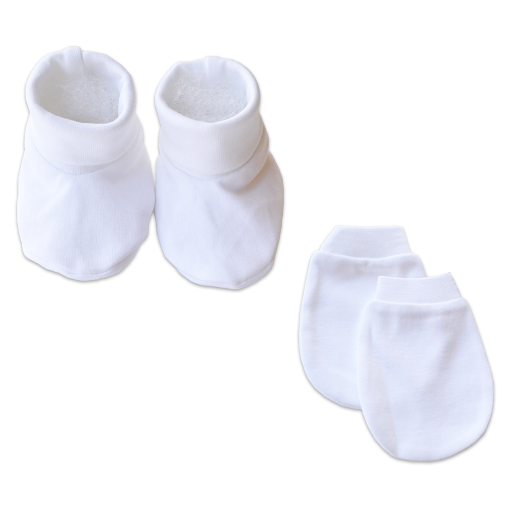 White Booties and Mittens Set