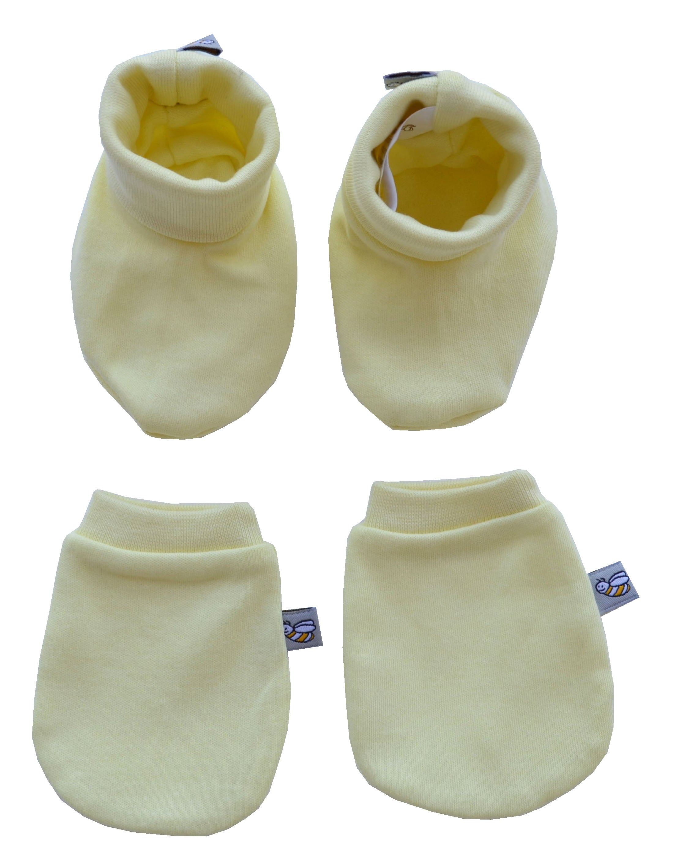 Yellow Booties and Mittens Set
