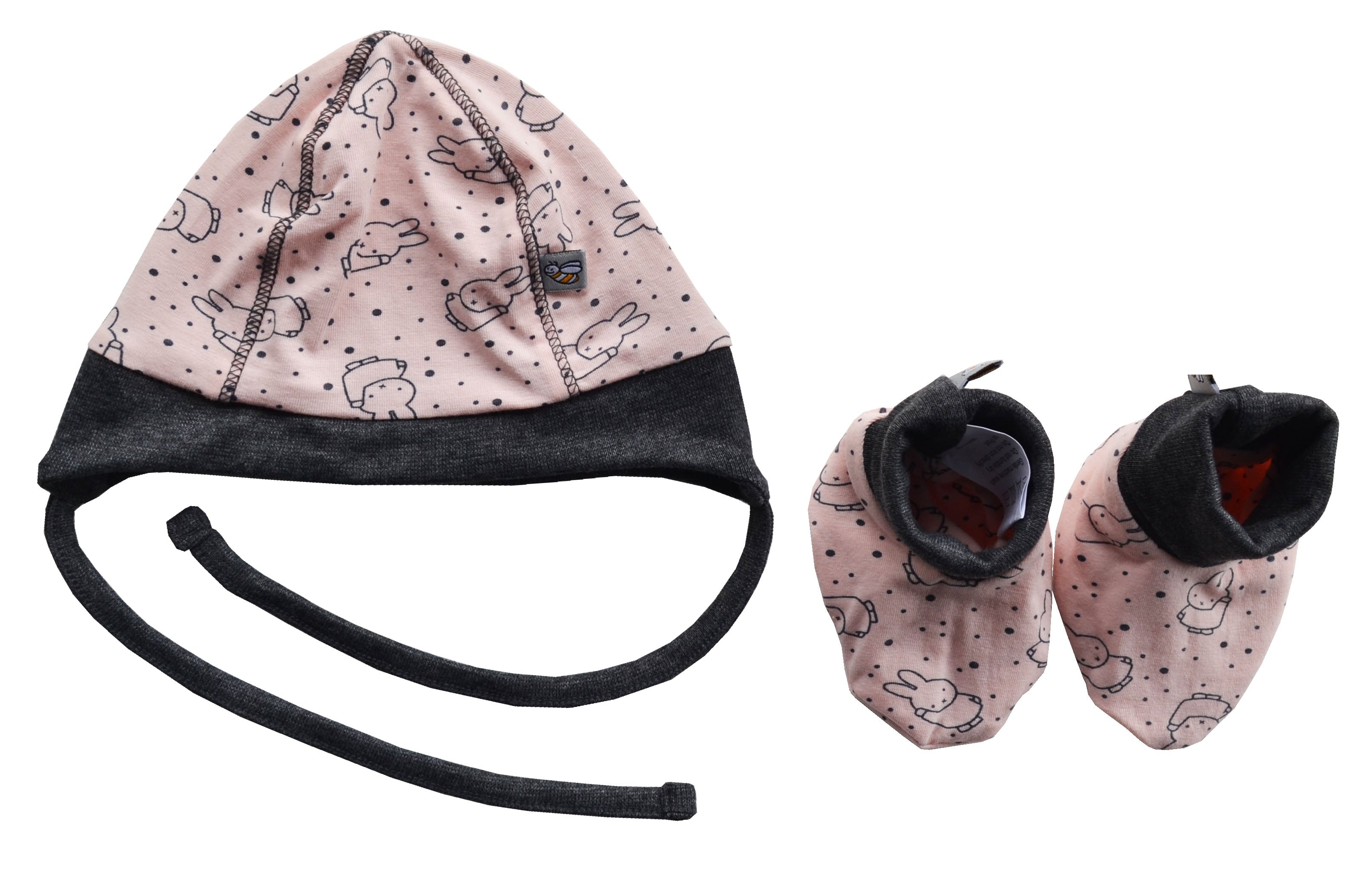 Rabbit Print Cap and Booties Set