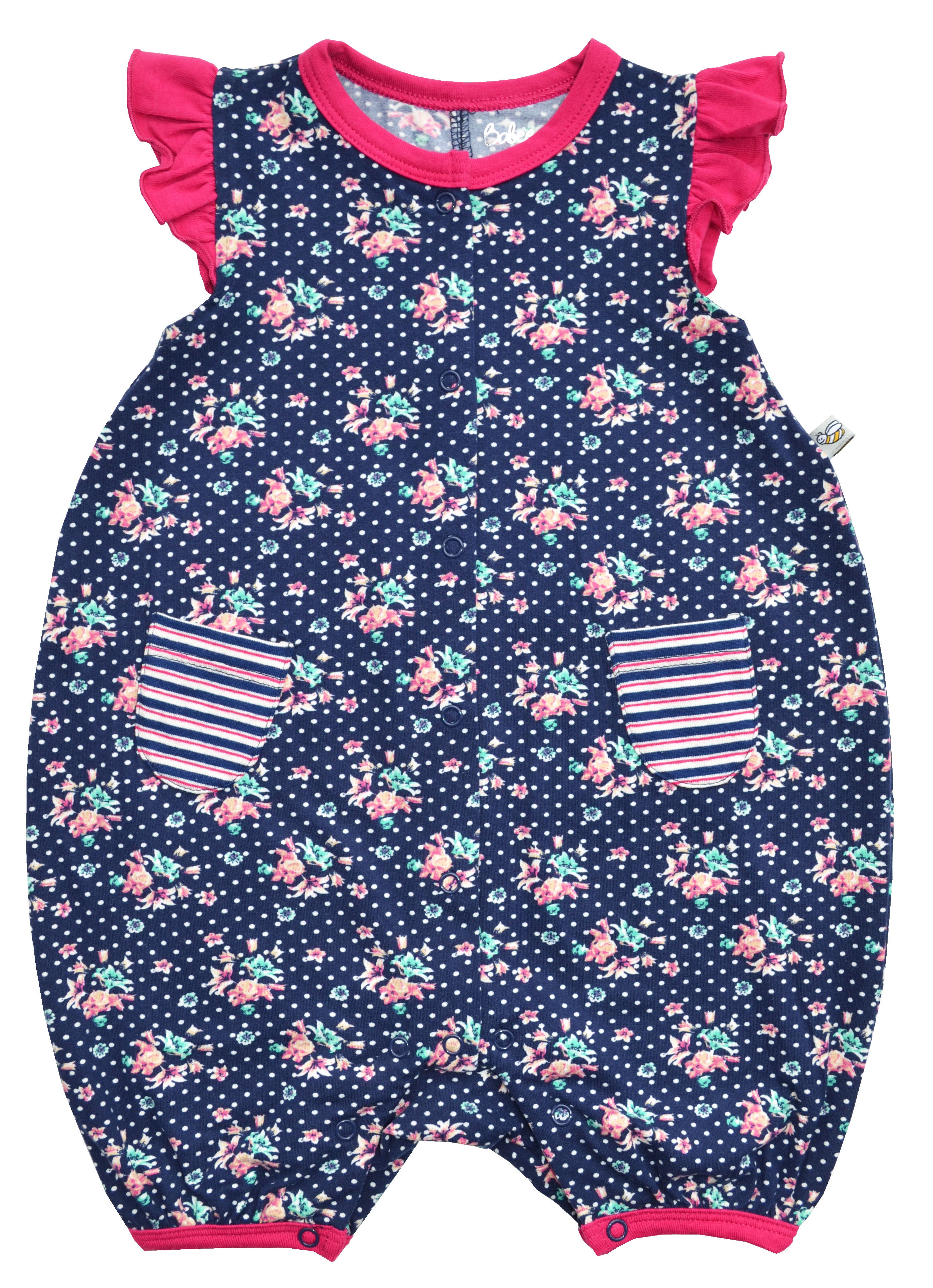 Flower Navy Short Romper