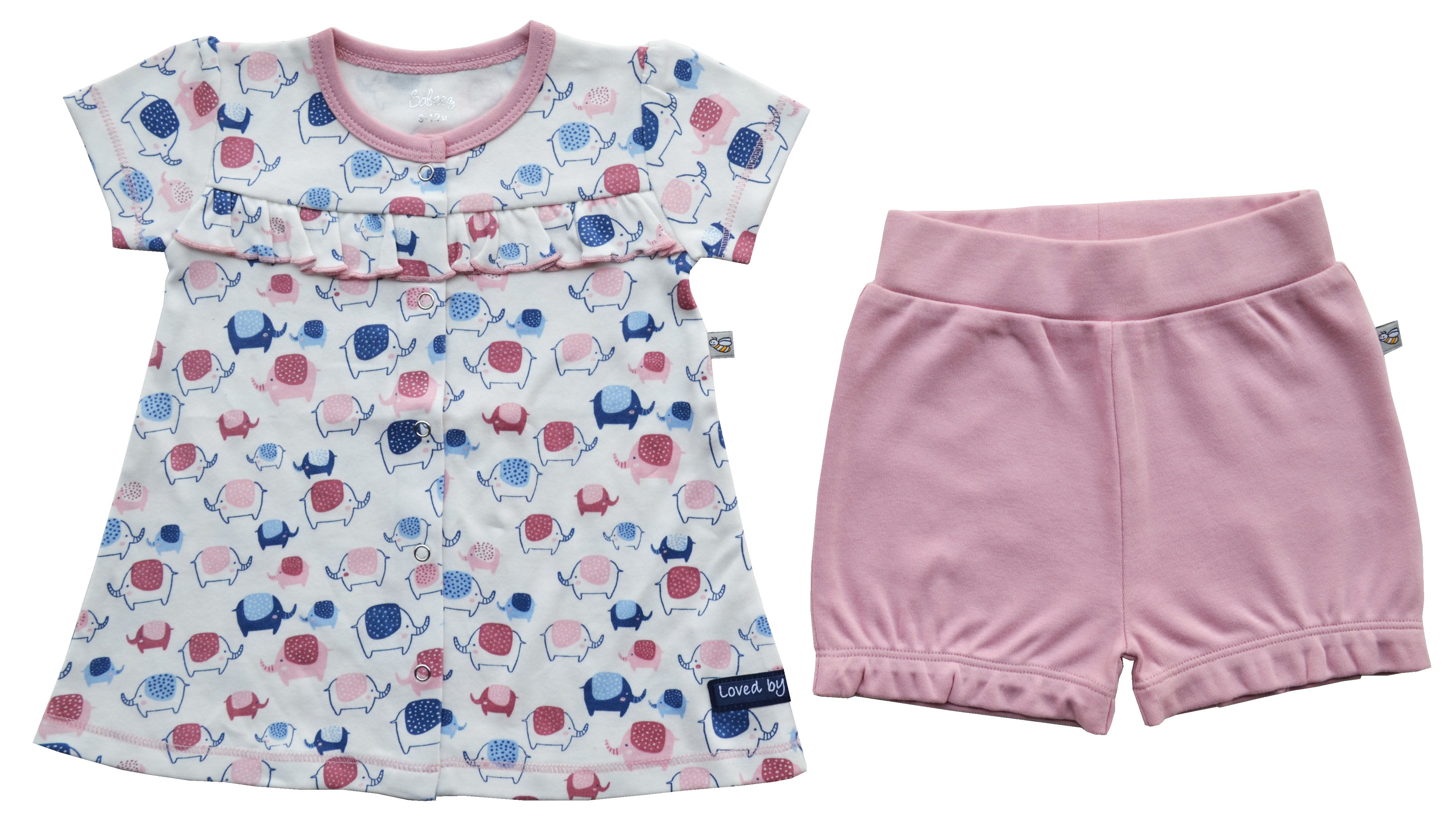 Elephant Print Top with Pink Shorts
