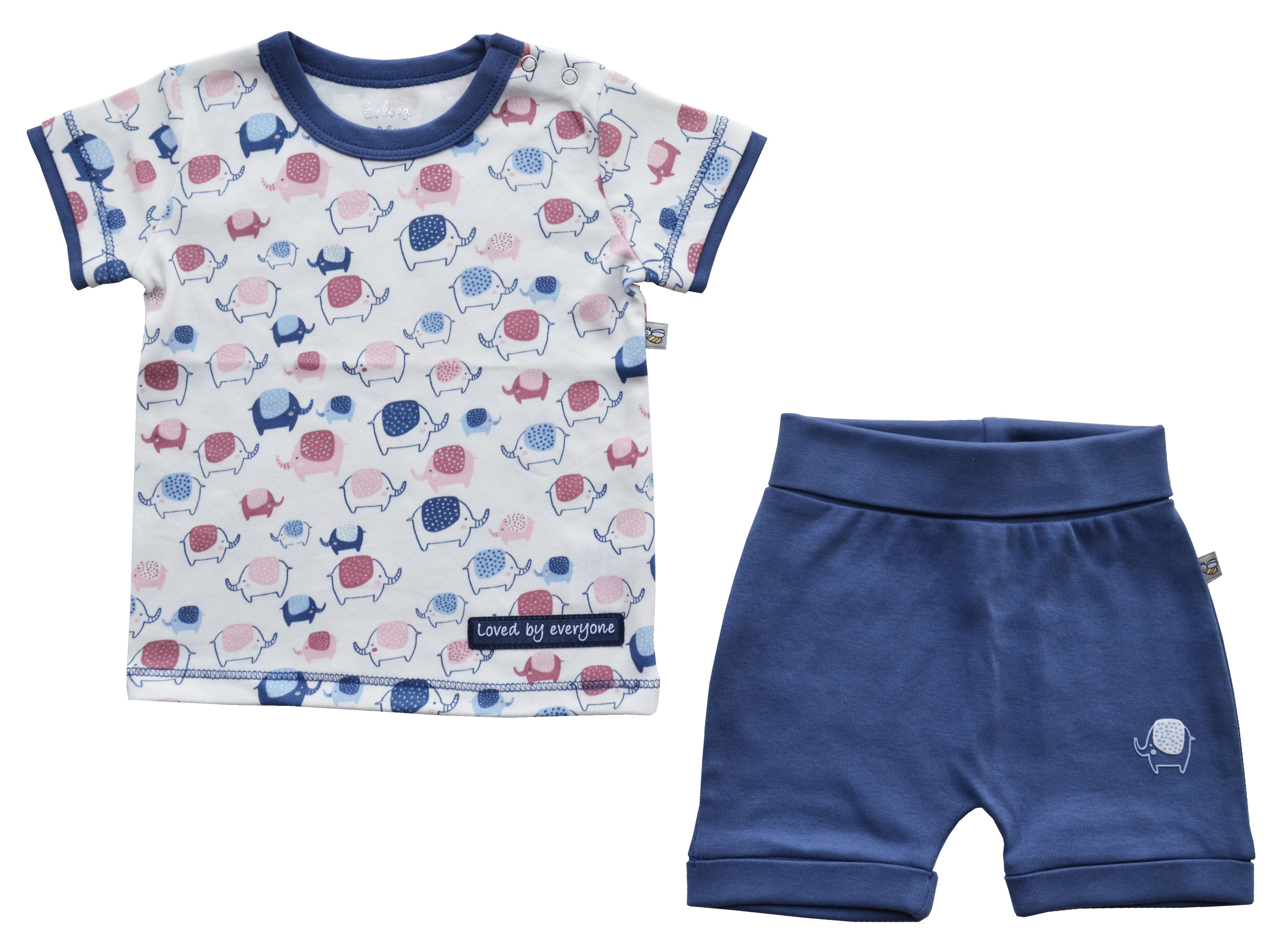 Elephant Print Top with Blue Shorts