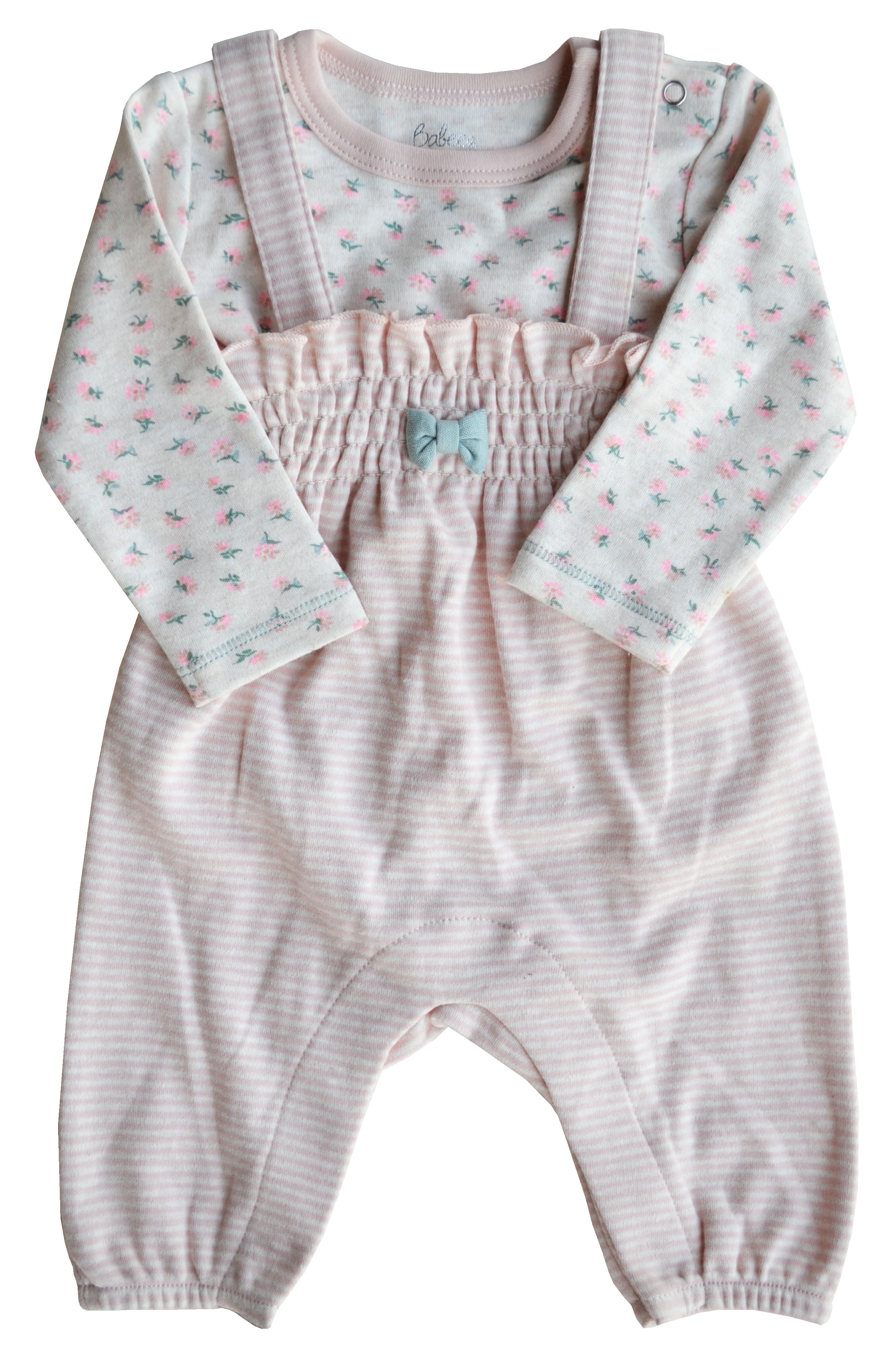 Flower Print T-Shirt Pink Romper Set