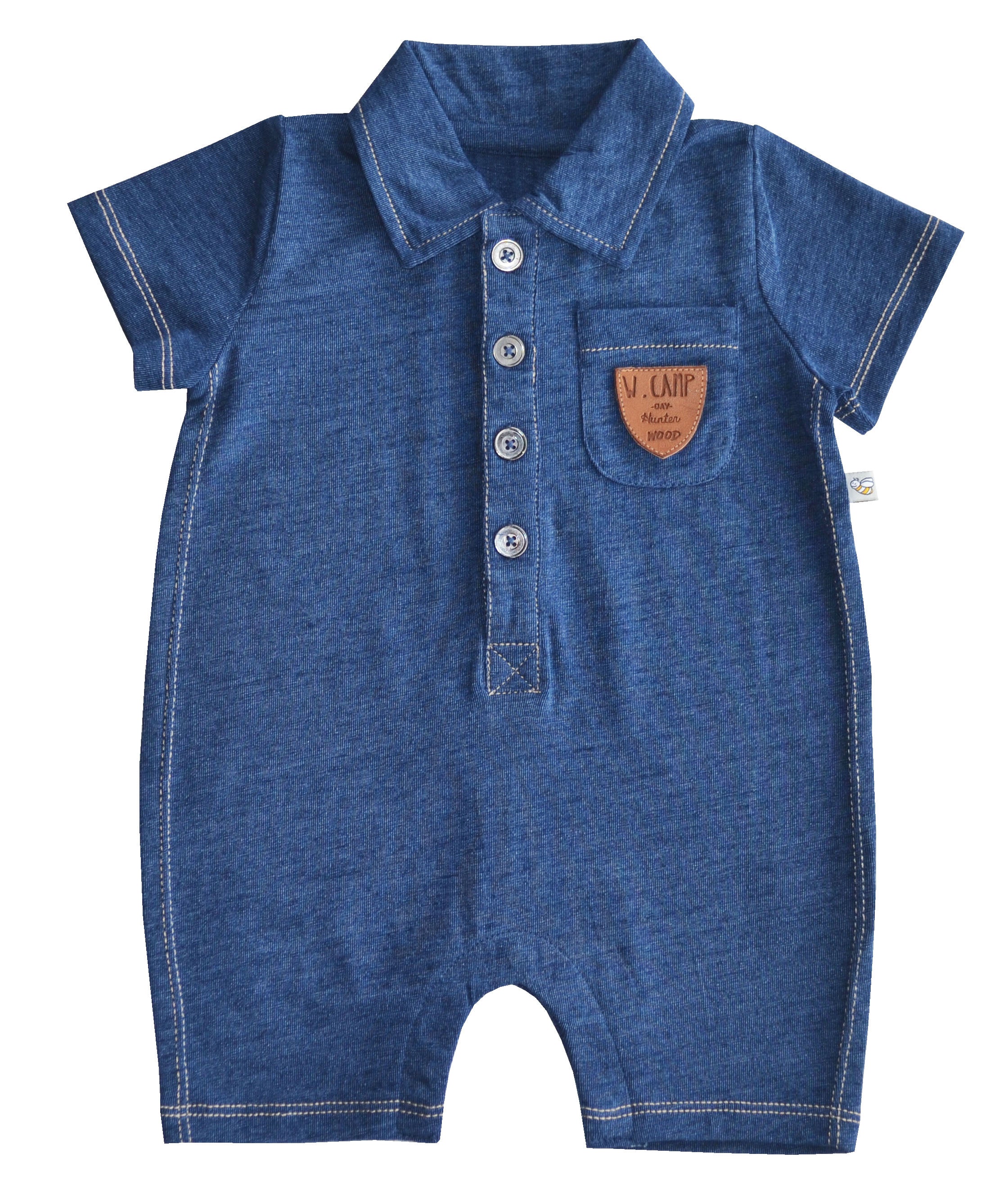 Denim Short Romper with Pocket