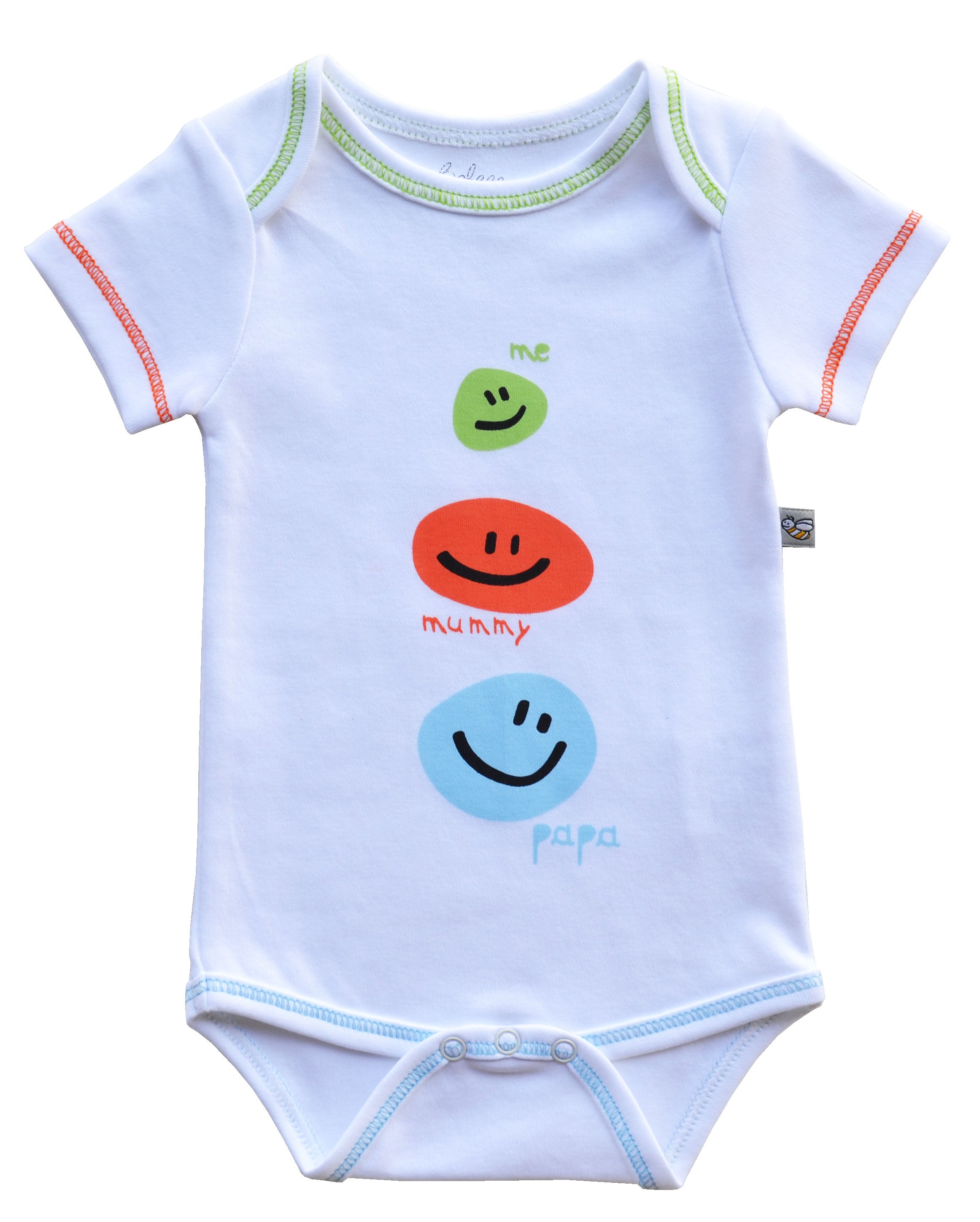 Smiley Print White Short Romper