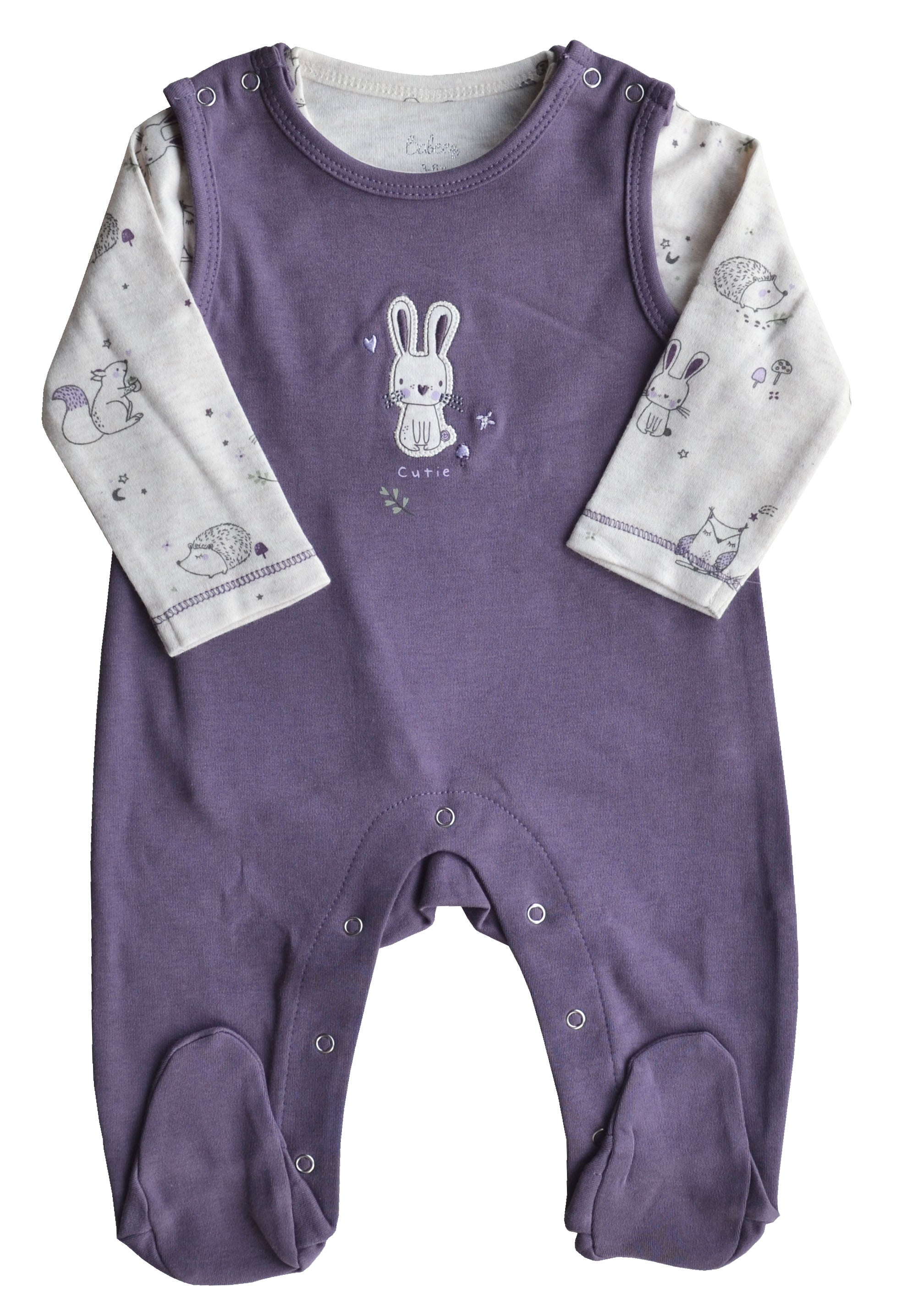 Rabbit Print Purple Romper Set