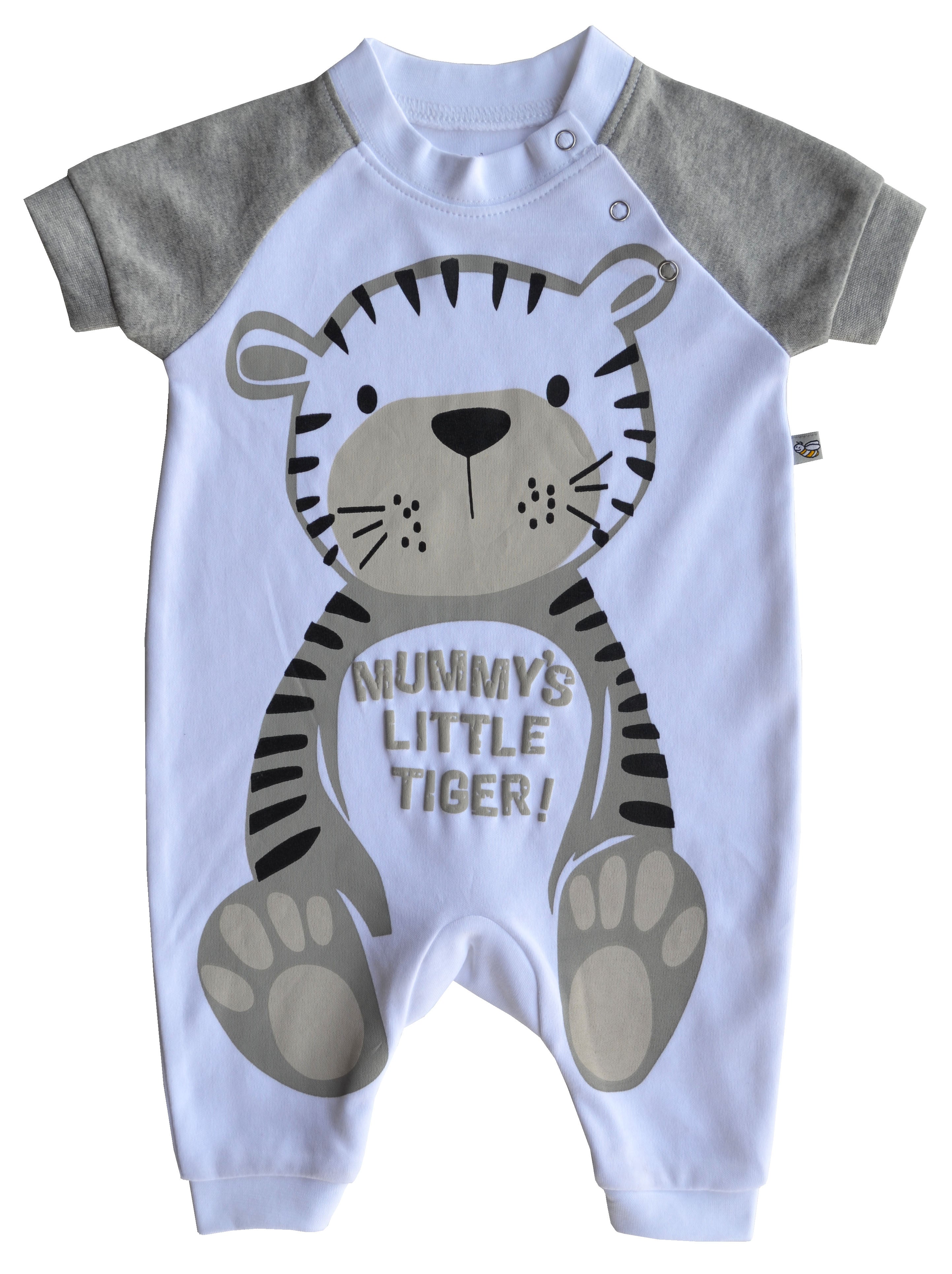 Tiger Print White Full Romper