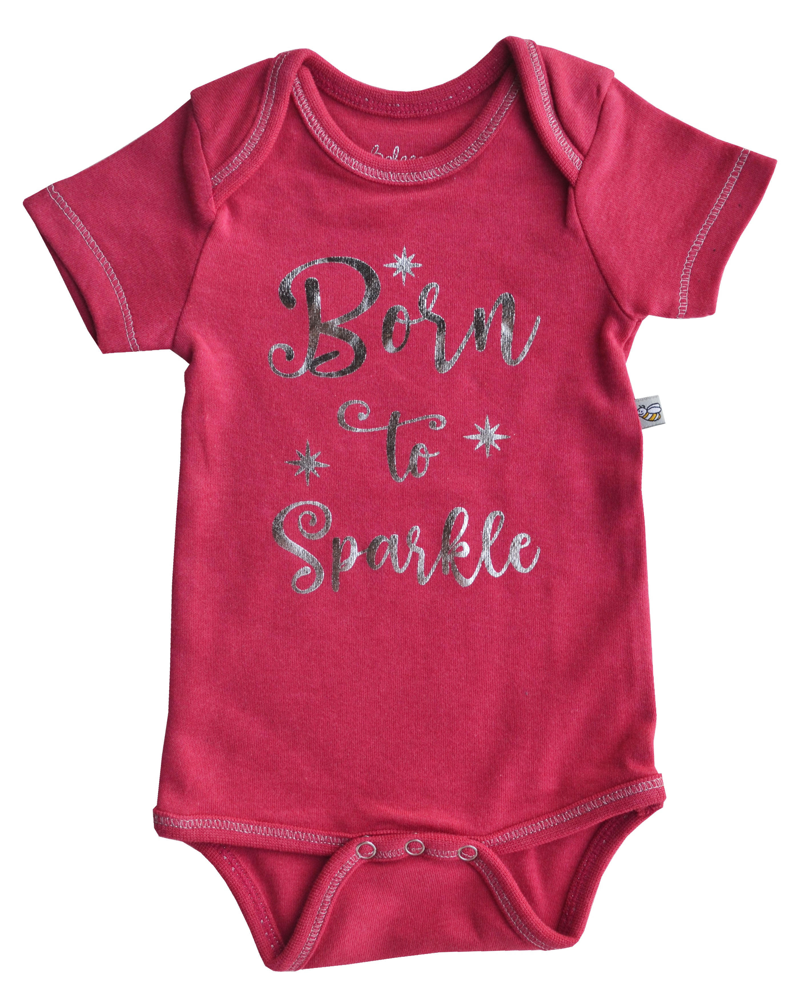 Born To Sparkle Print Coral Short Romper