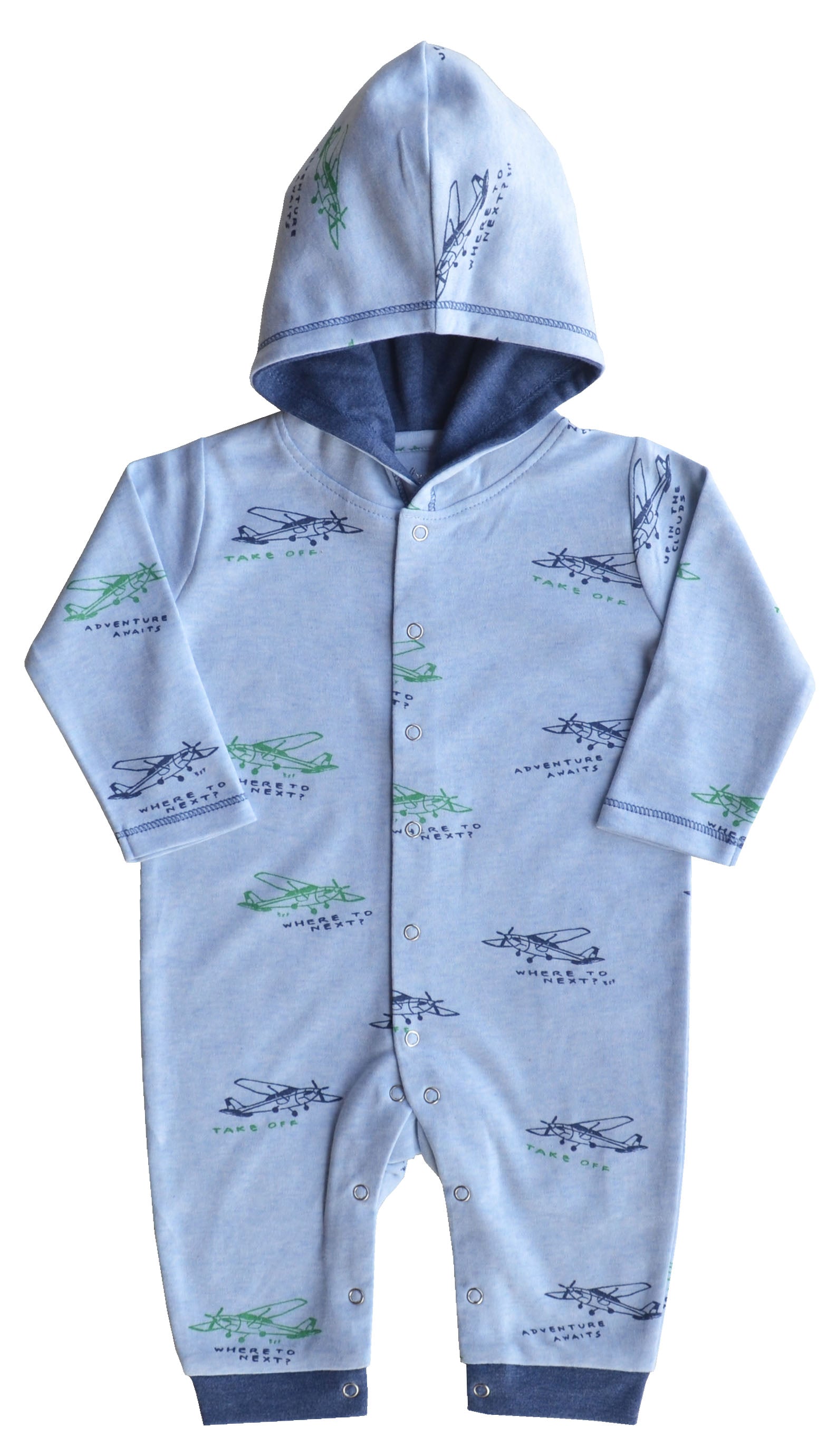 Plane Print Blue Full Romper