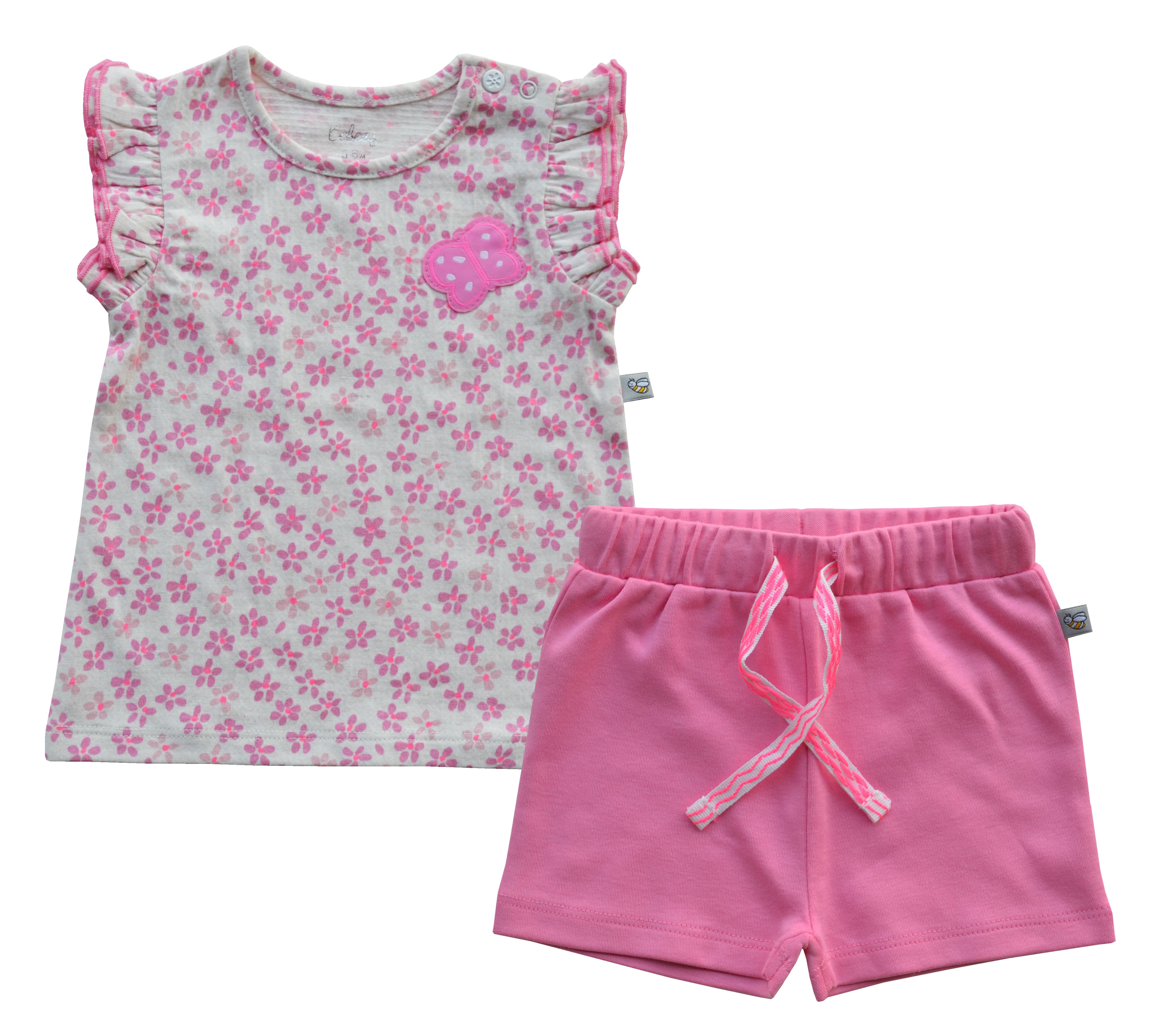 Flower Print Pink Shorts Set